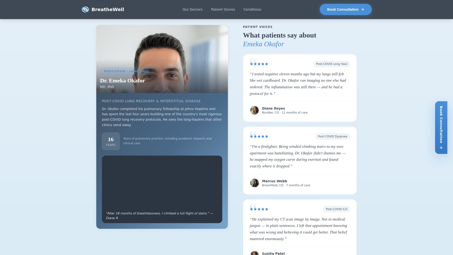 Pulmonologist Specialist Booking Website Template