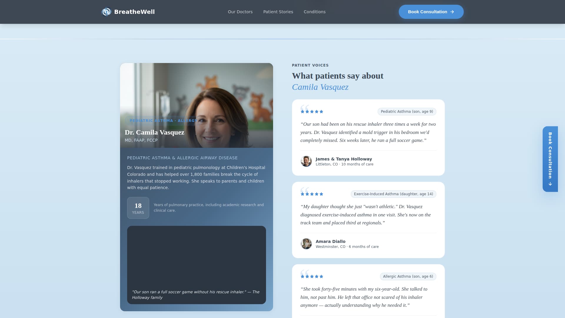 Pulmonologist Specialist Booking Website Template