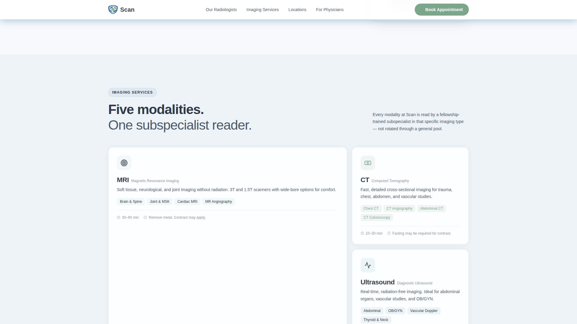 Radiologist Booking Website Template