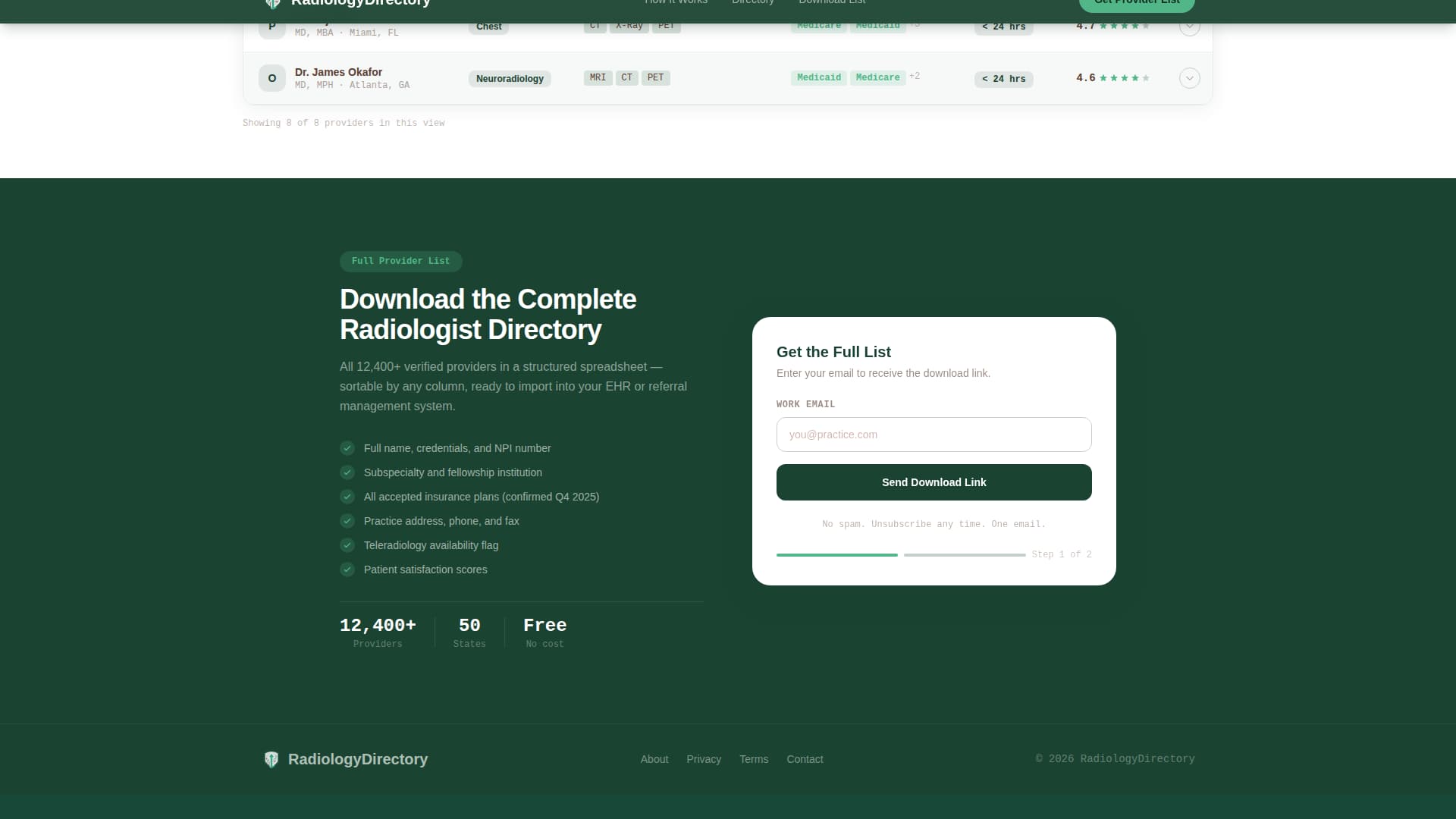 Radiologist Directory Website Template