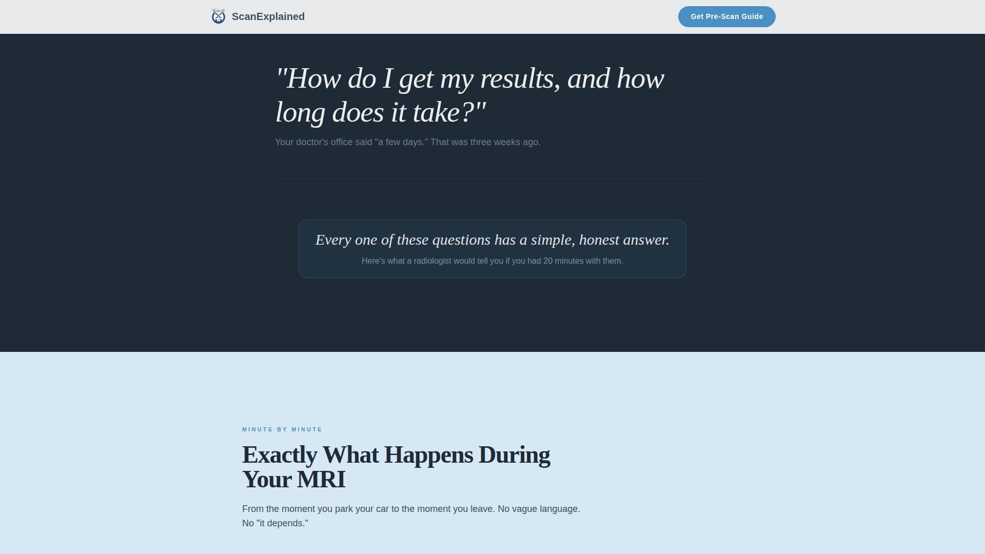 Scanexplained - Reassuring Radiology Landing Page Template