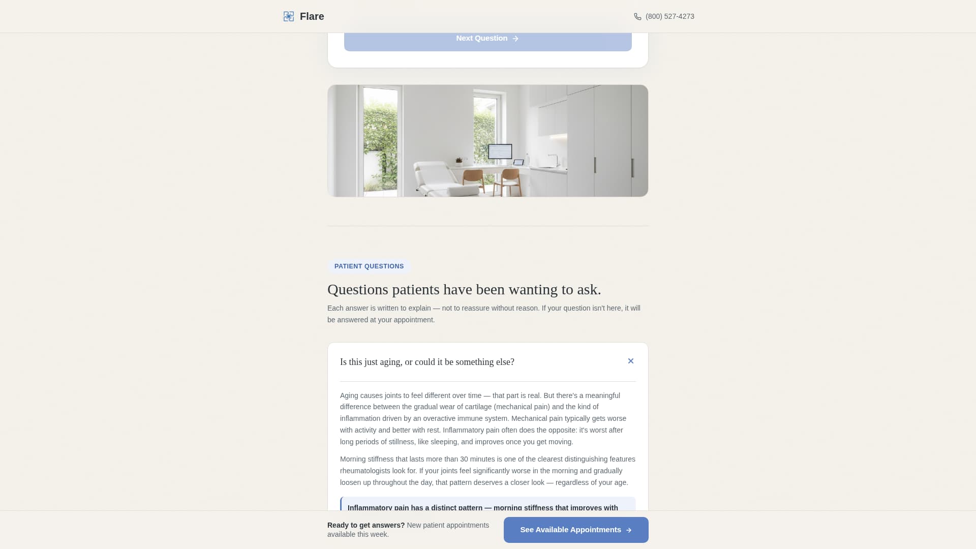 Rheumatologist Practice Website Template with Symptom Estimator
