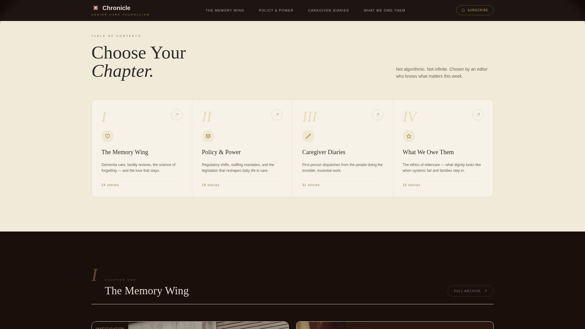 Chronicle - Compelling Senior Care Landing Page Template