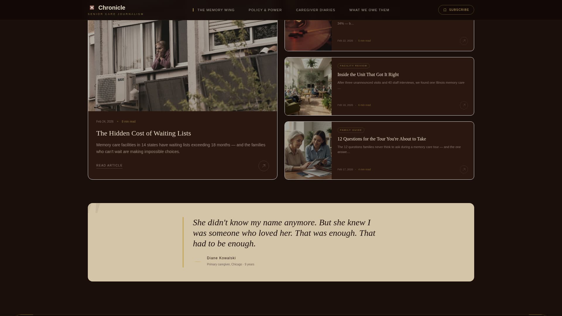 Chronicle - Compelling Senior Care Landing Page Template