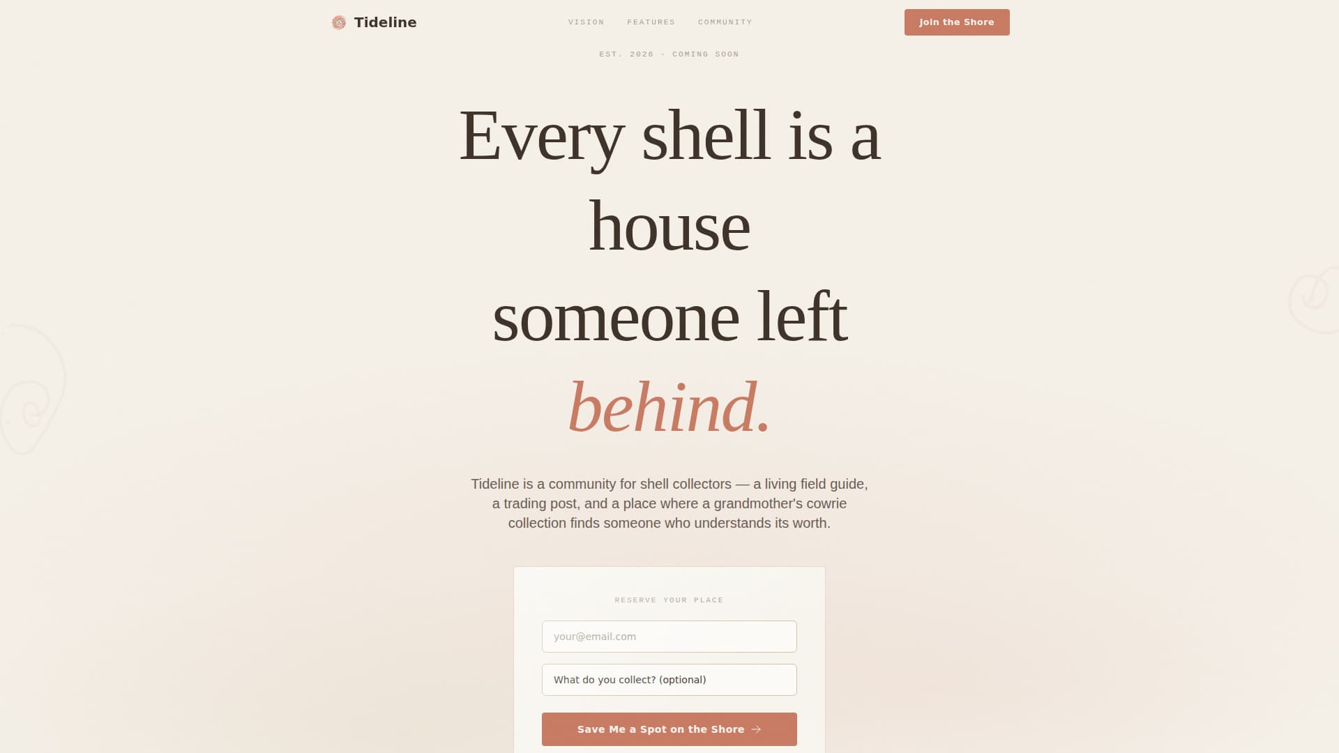Tideline - Artisan Collecting Landing Page Template