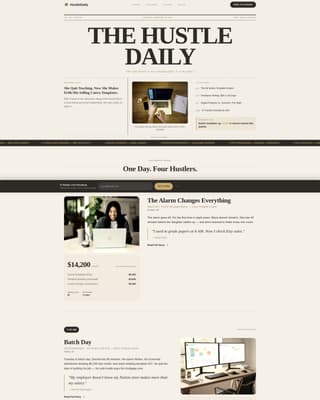 Hustle - Editorial Sidehustle Landing Page Template