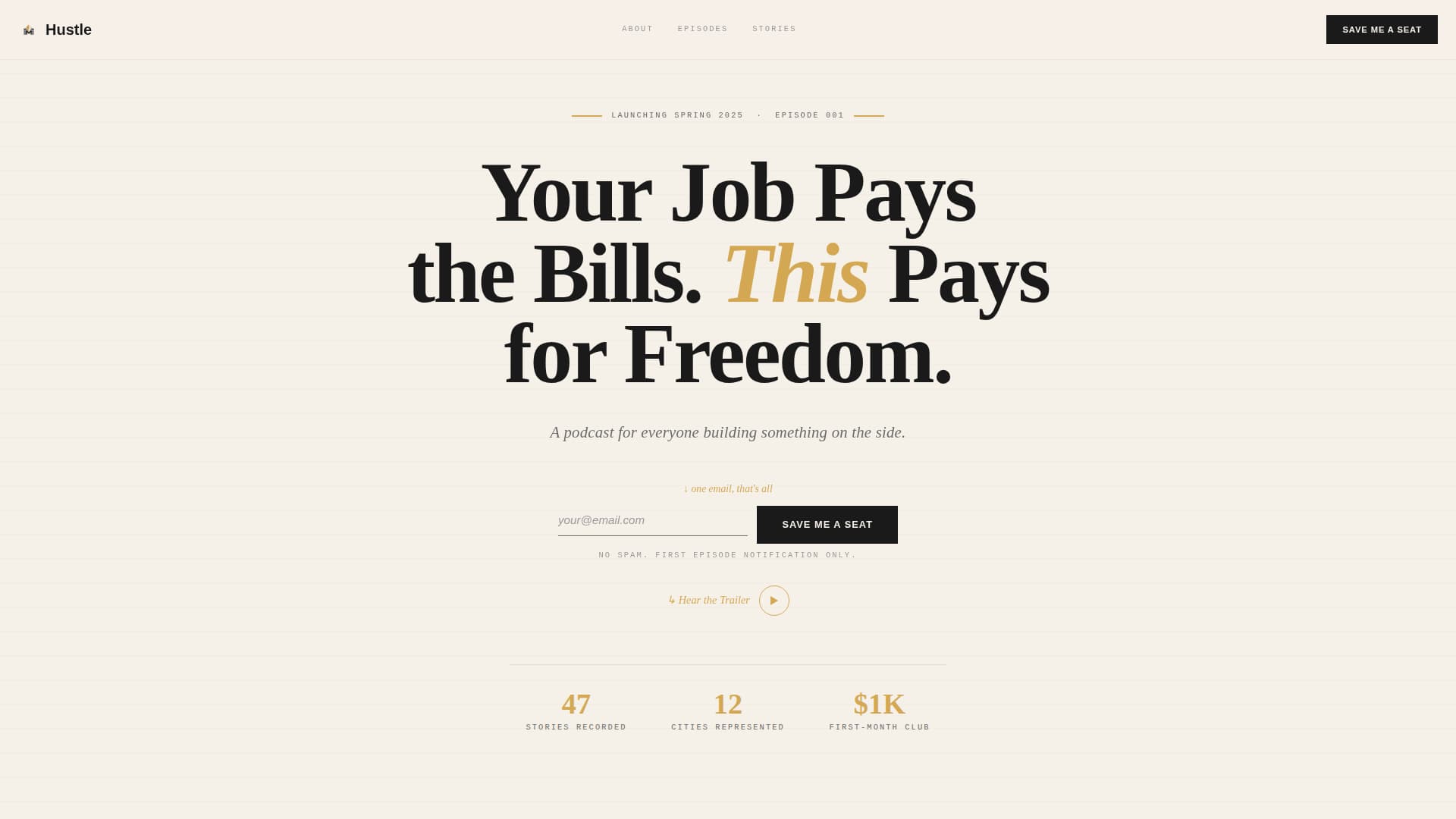 Hustle - Authentic Side Hustle Landing Page Template