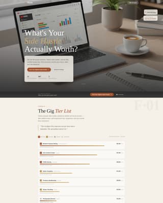 Hustle - Analytical Side Hustle Landing Page Template