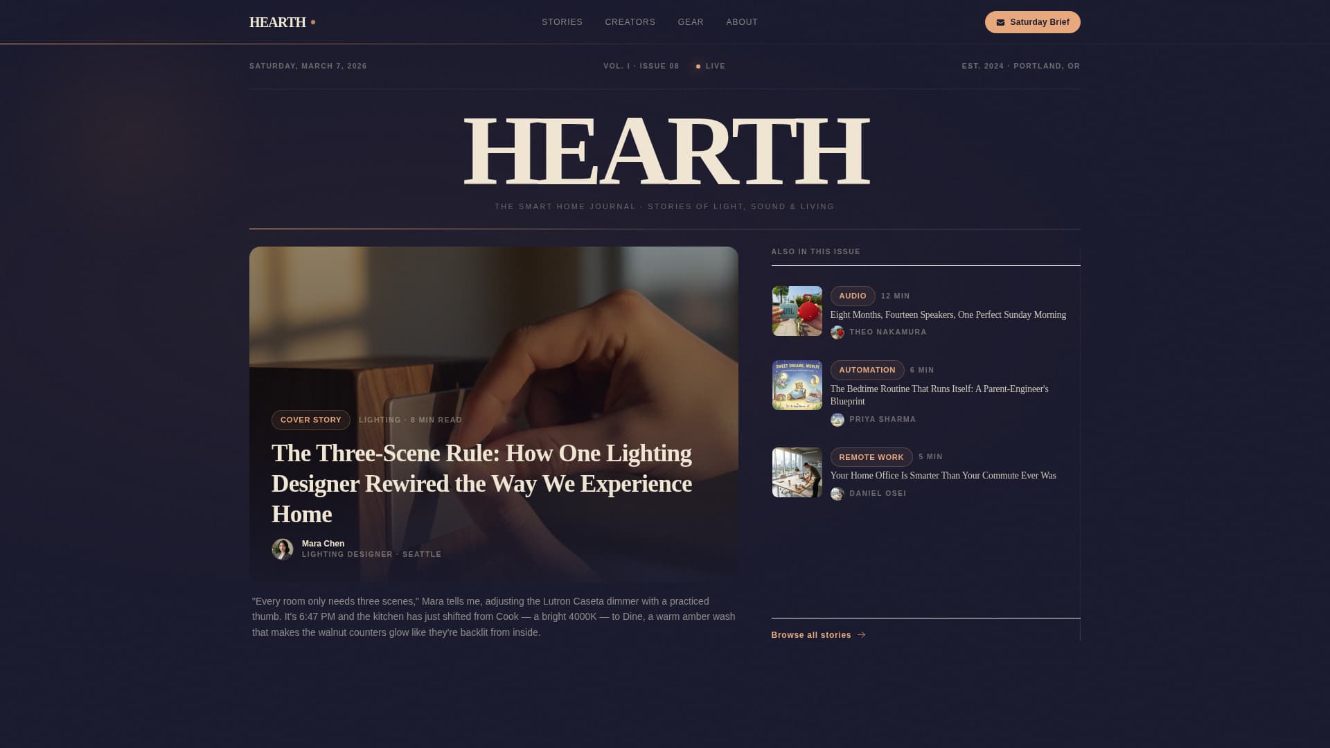 Hearth - Cinematic Smarthome Landing Page Template