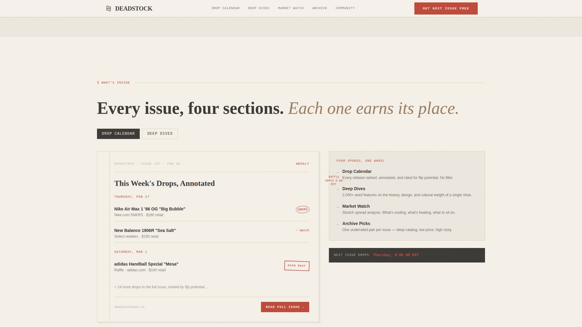 Deadstock - Authoritative Sneaker Newsletter Landing Page Template