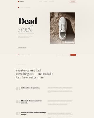 Deadstock - Mindful Sneaker Landing Page Template