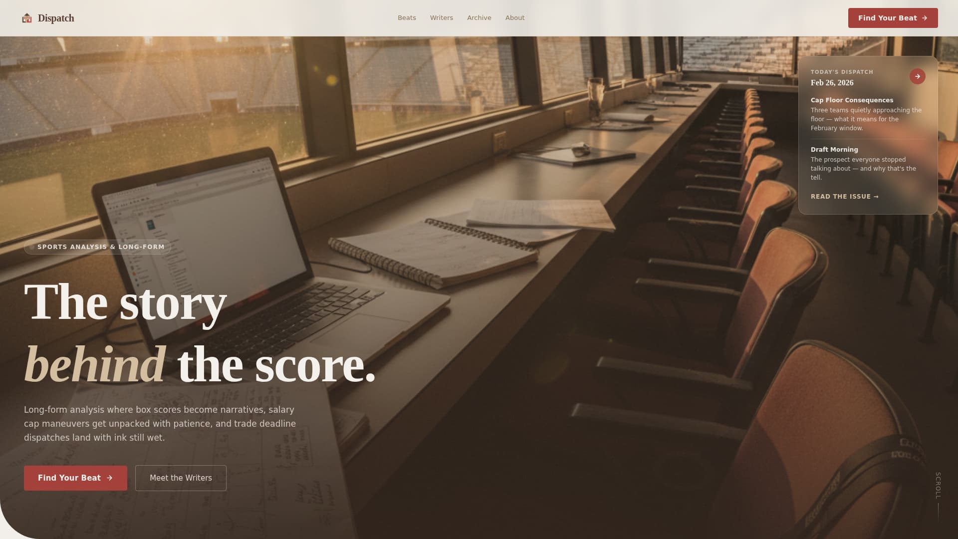 Dispatch - Authoritative Sportsanalysis Landing Page Template