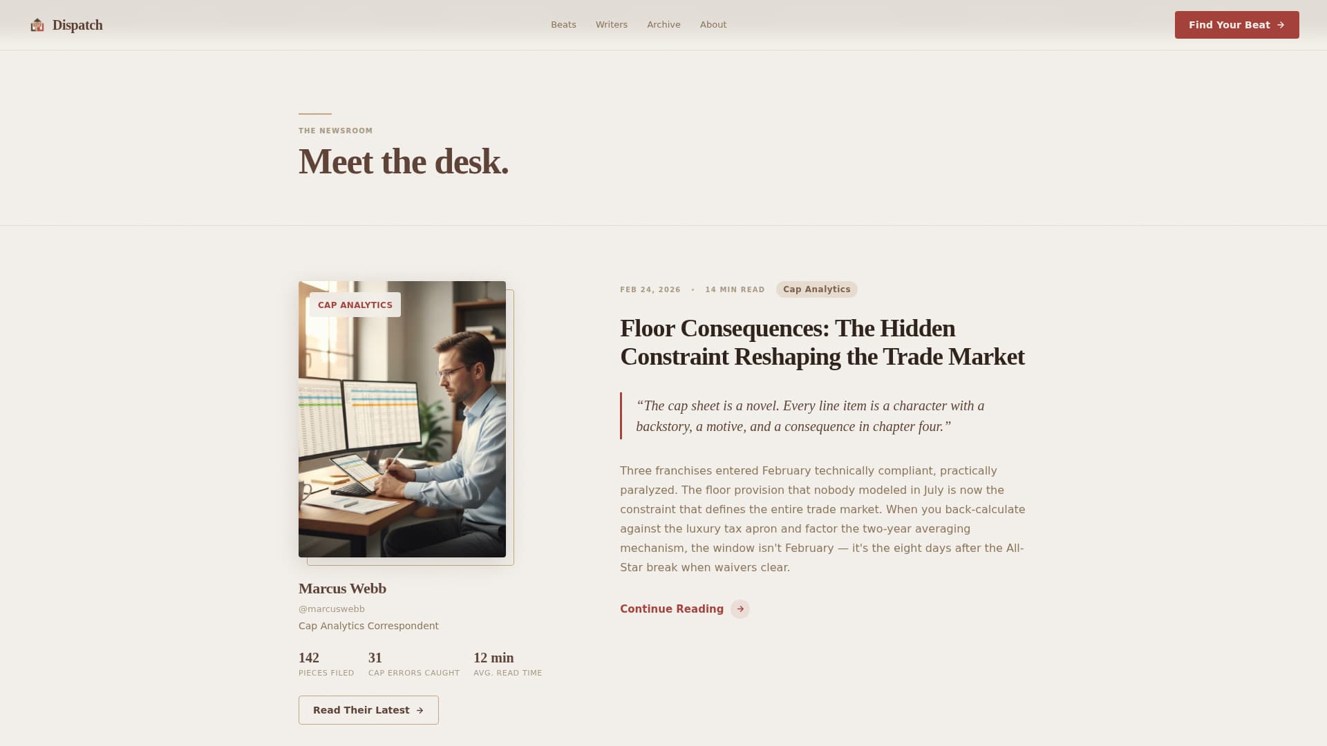 Dispatch - Authoritative Sportsanalysis Landing Page Template