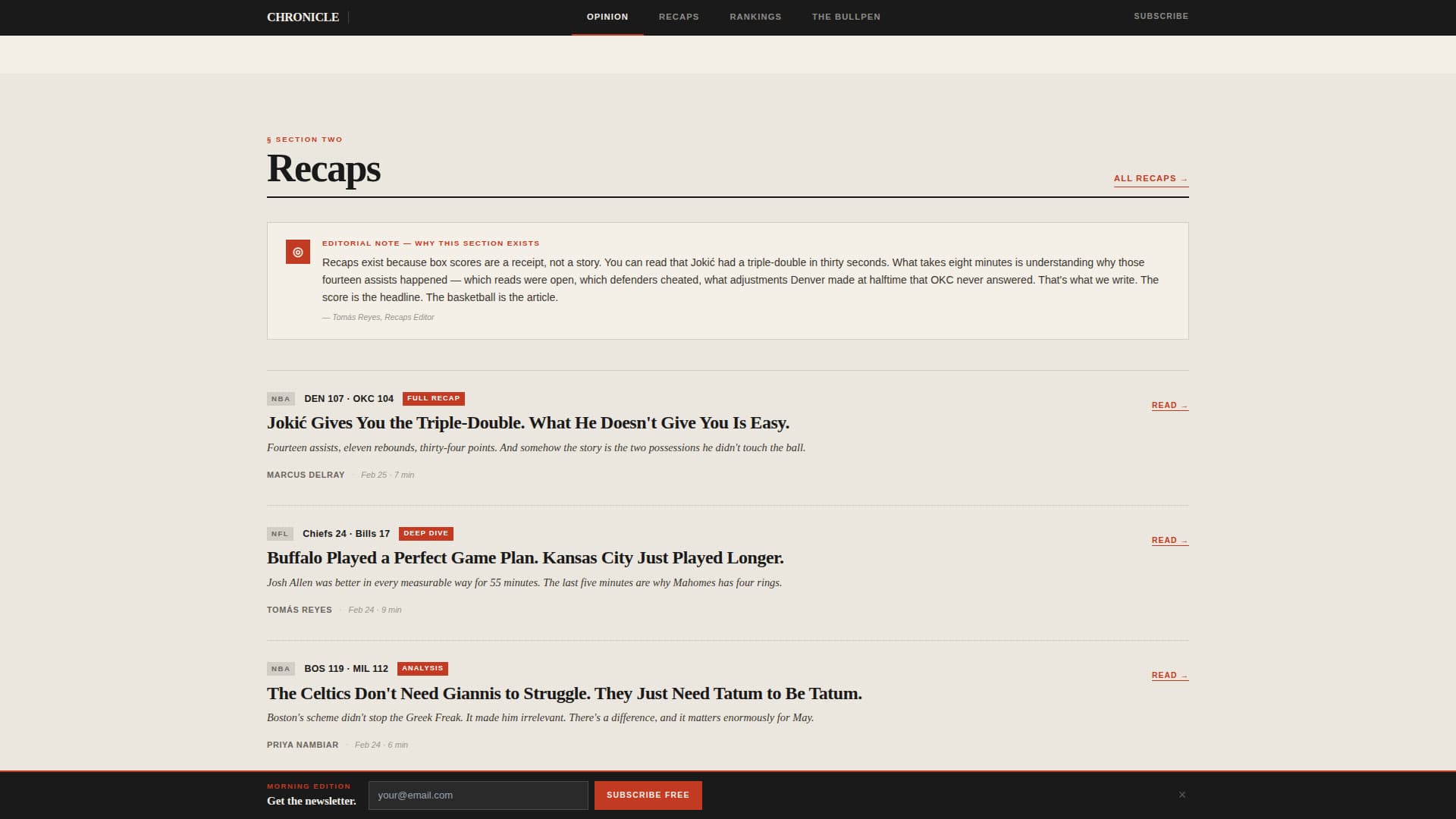 Sports Blog & Media Reviews Website Template
