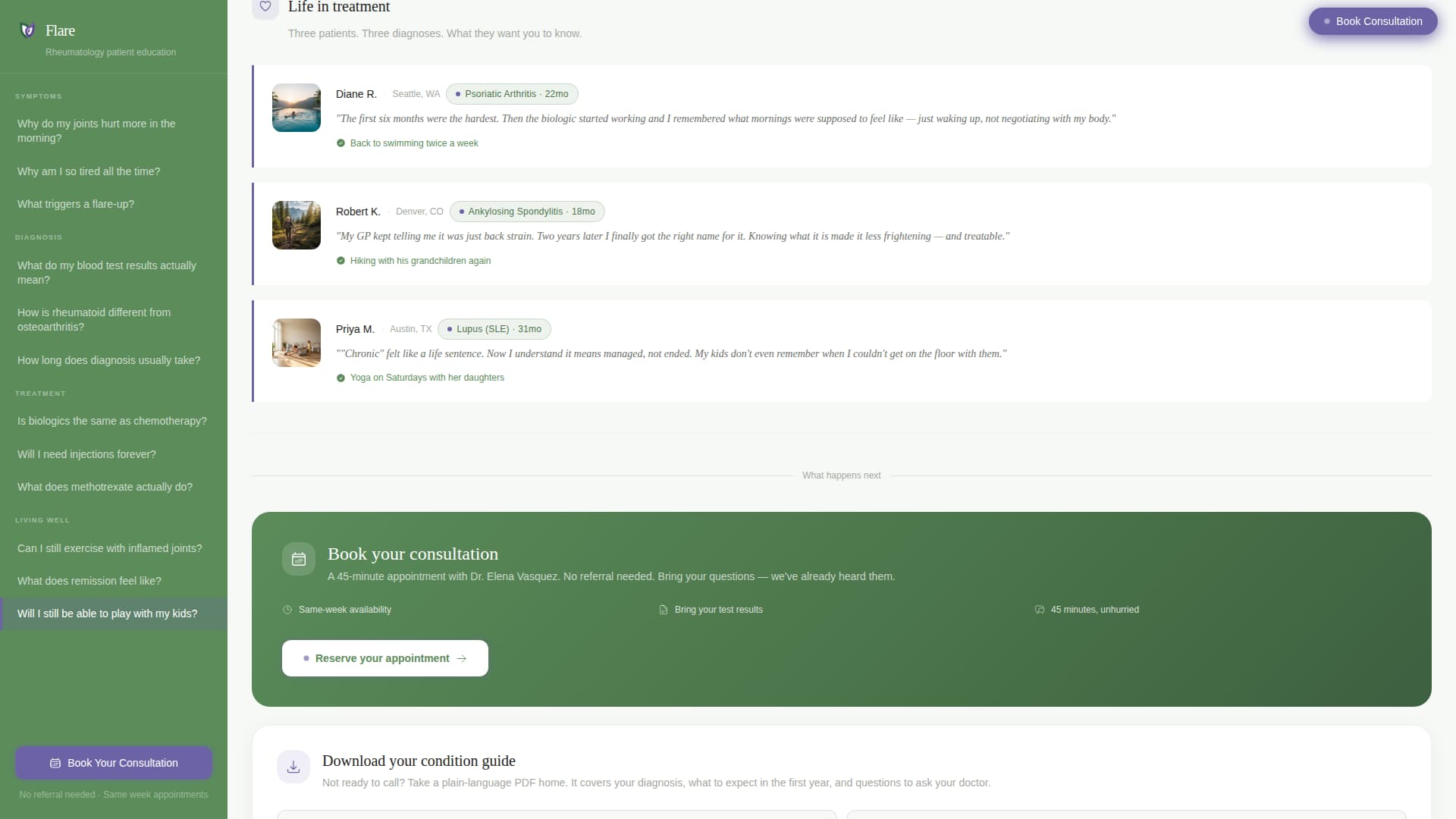 Rheumatologist Specialist Booking Website Template