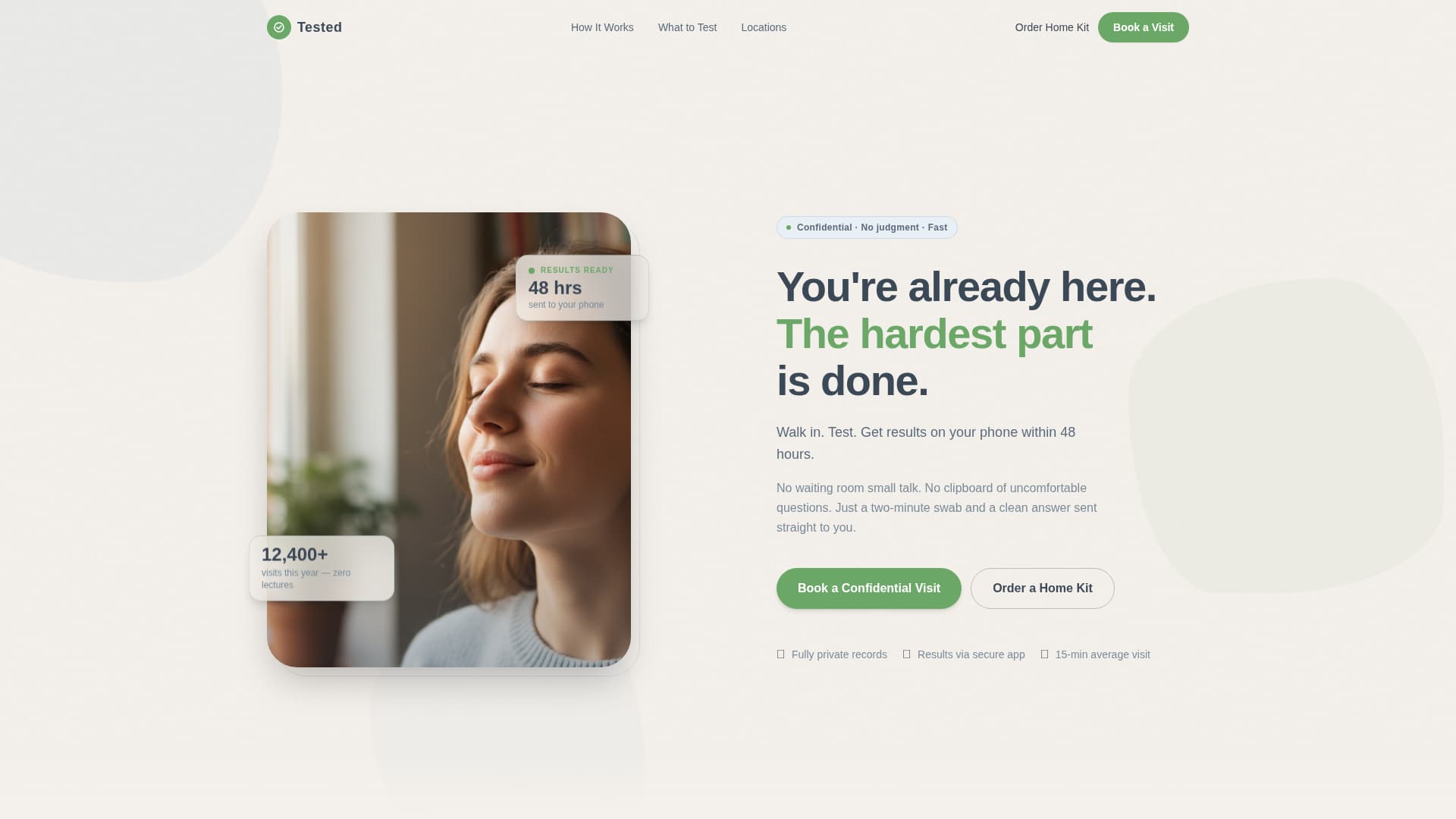 Tested - Confidential STD Testing Landing Page Template