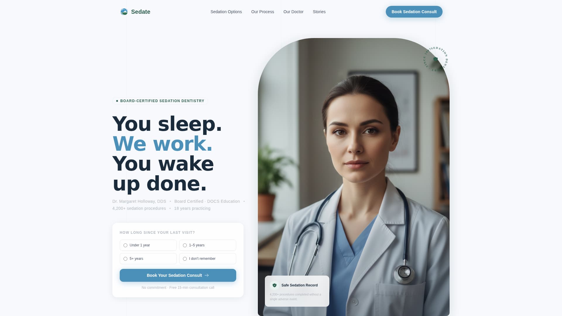 Sedation Dentist Specialist Booking Website Template
