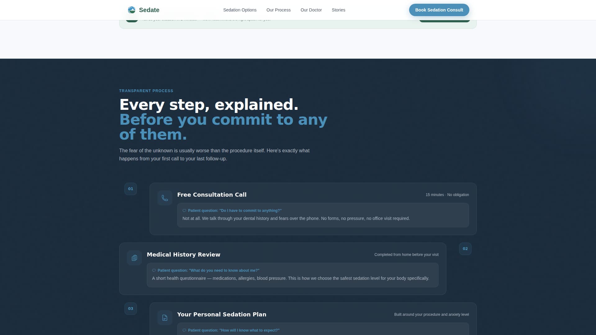Sedation Dentist Specialist Booking Website Template