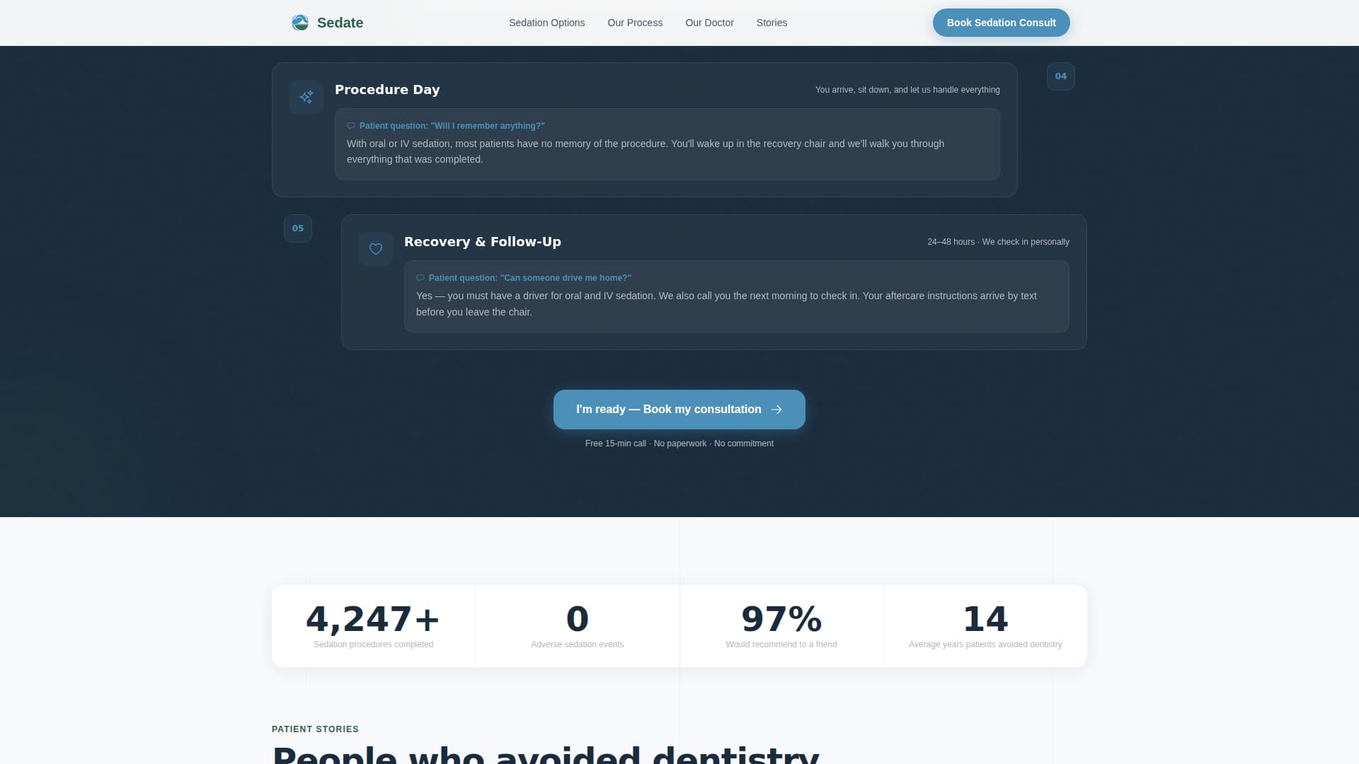 Sedation Dentist Specialist Booking Website Template