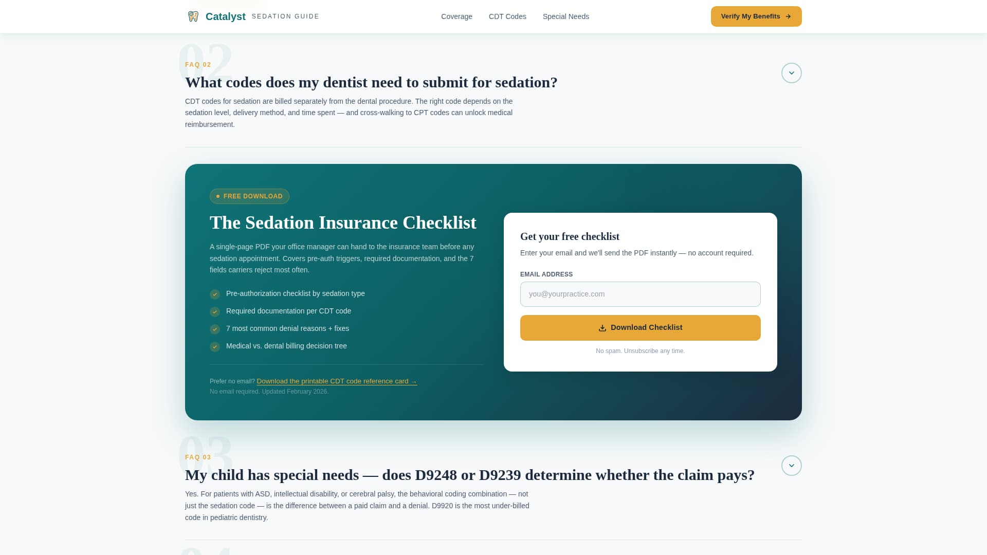 Sedation Dentist FAQ Website Template