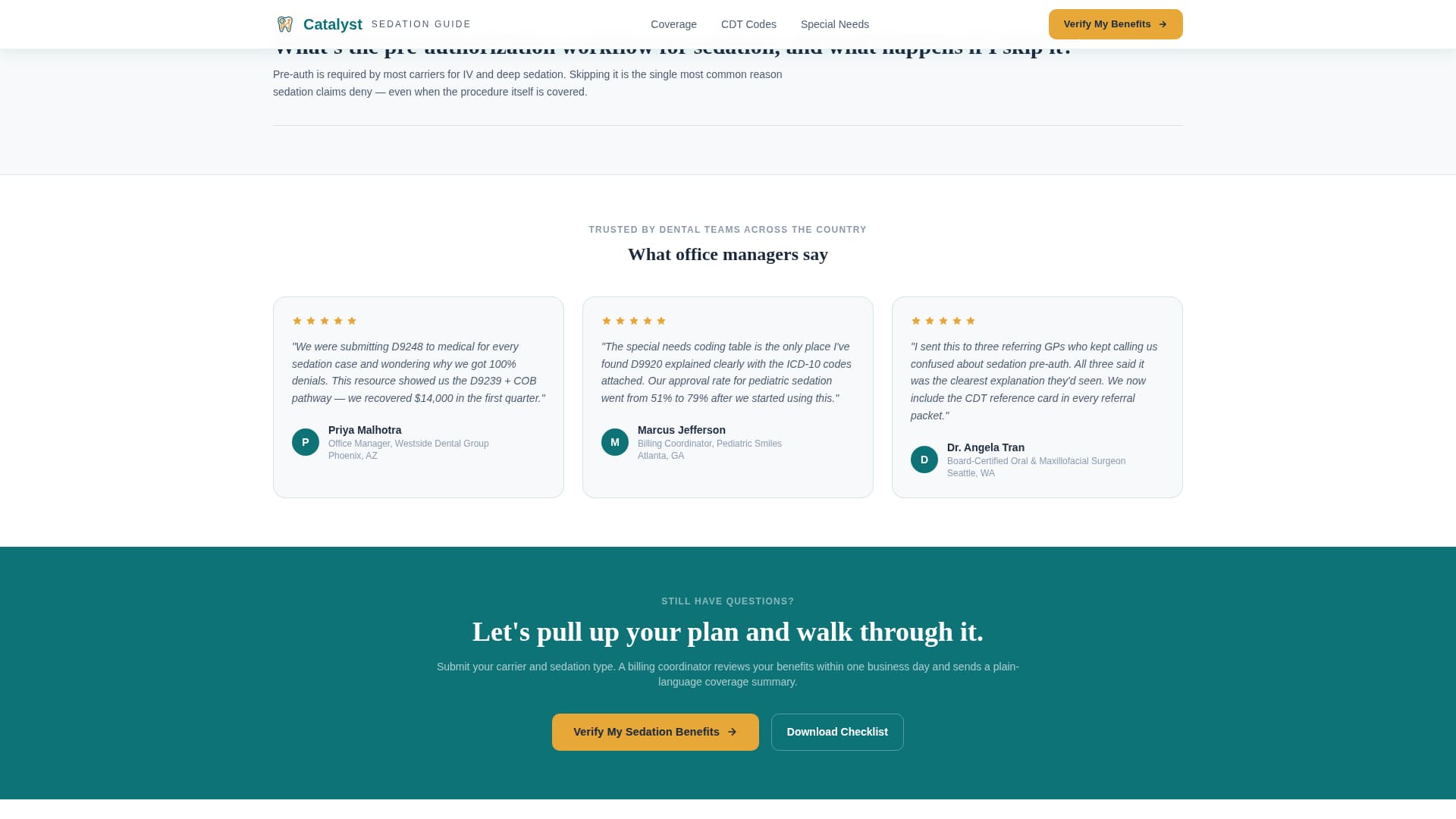 Sedation Dentist FAQ Website Template