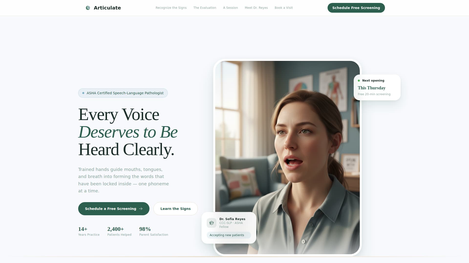 Articulate - Trusted Speechpathologist Landing Page Template
