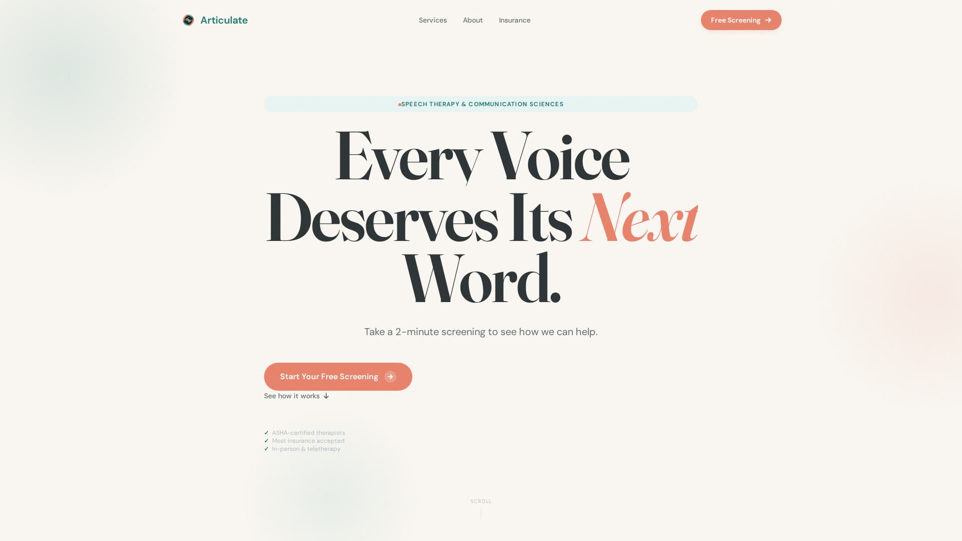 Articulate - Transformative Speechpathologist Landing Page Template