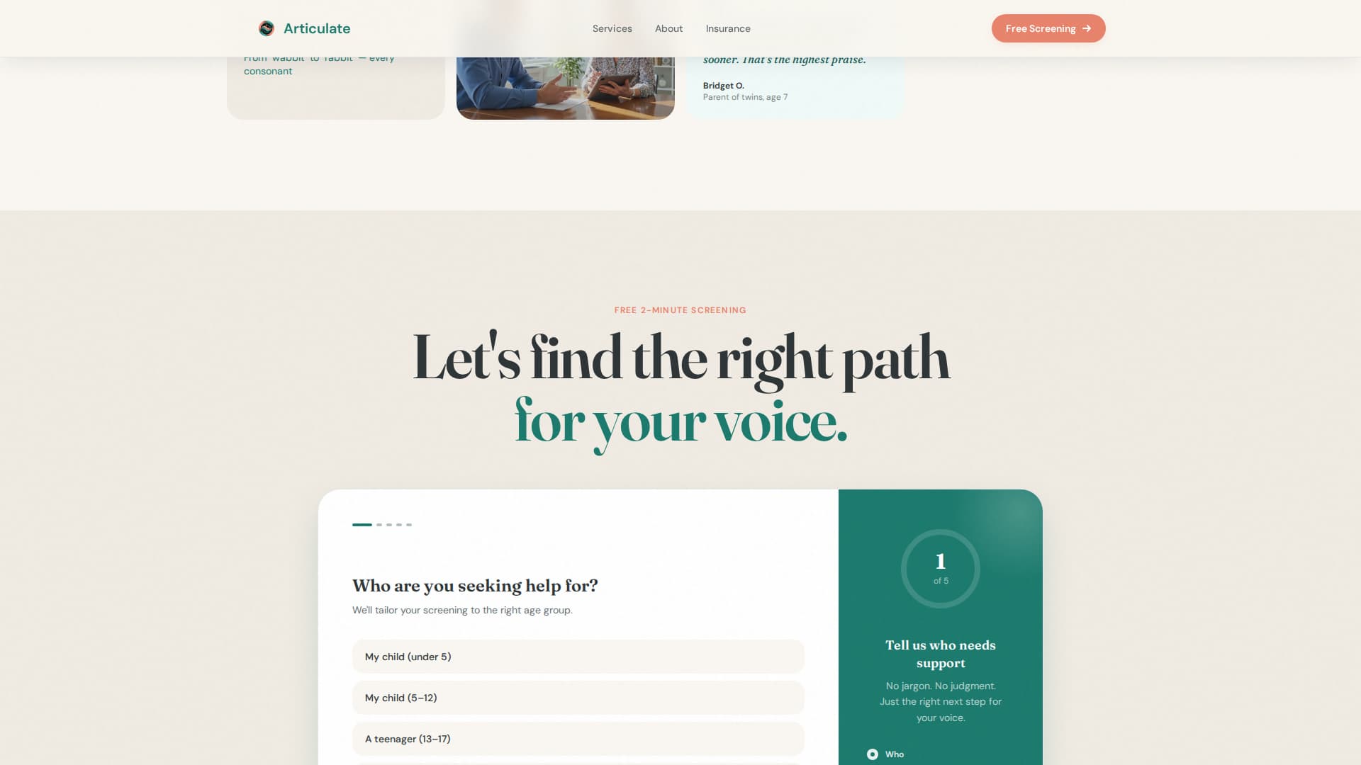 Articulate - Transformative Speechpathologist Landing Page Template