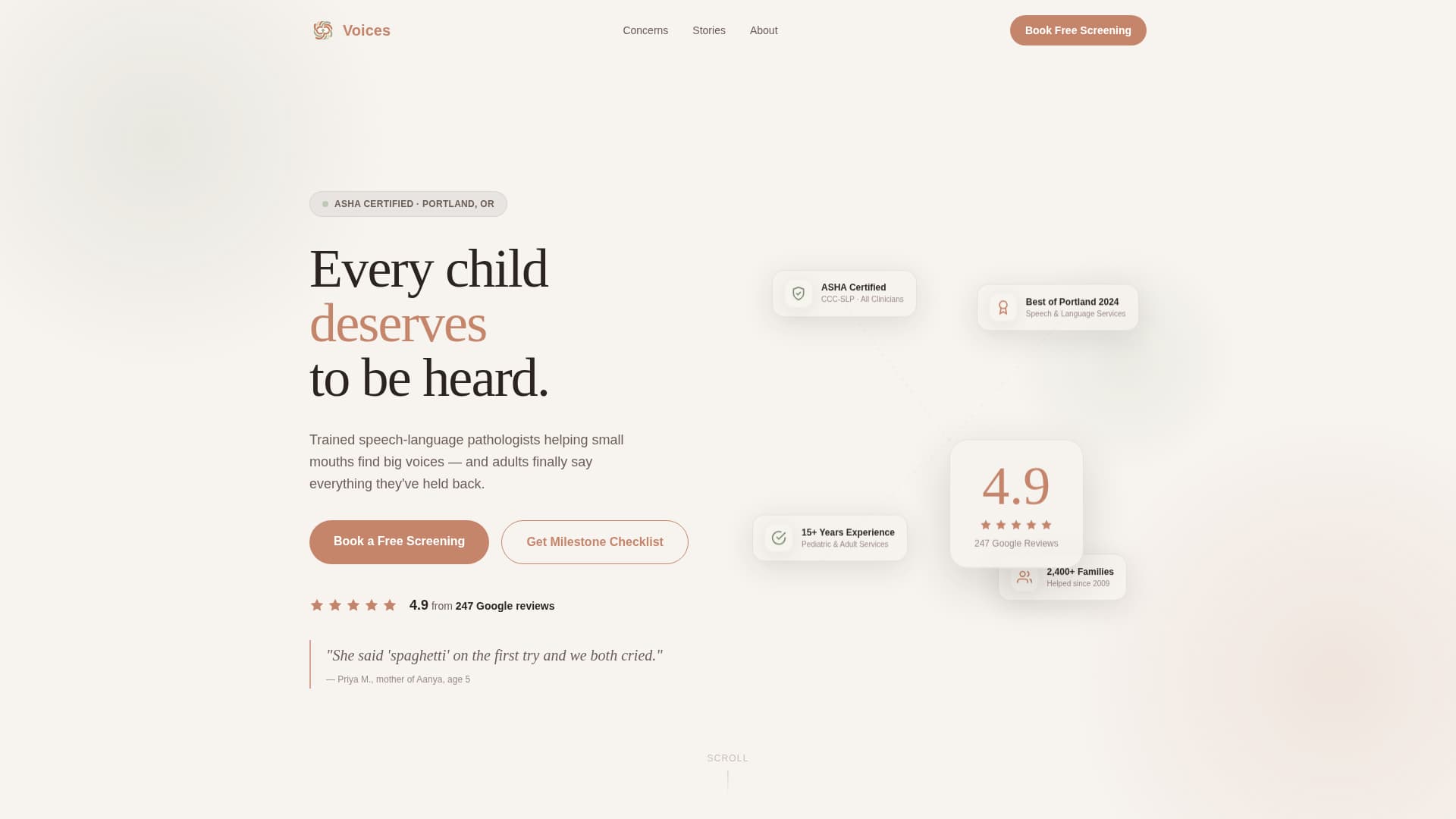 Voices - Trusted Speechpathologist Landing Page Template