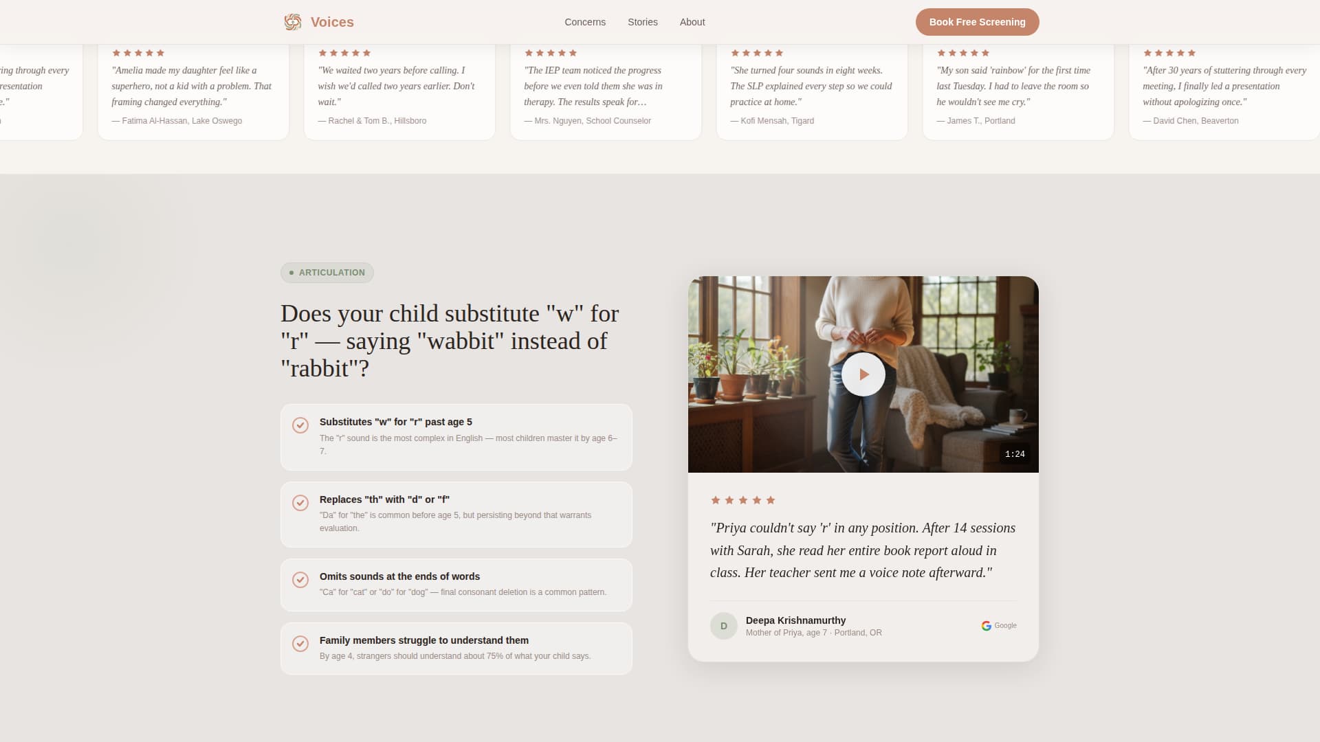 Voices - Trusted Speechpathologist Landing Page Template