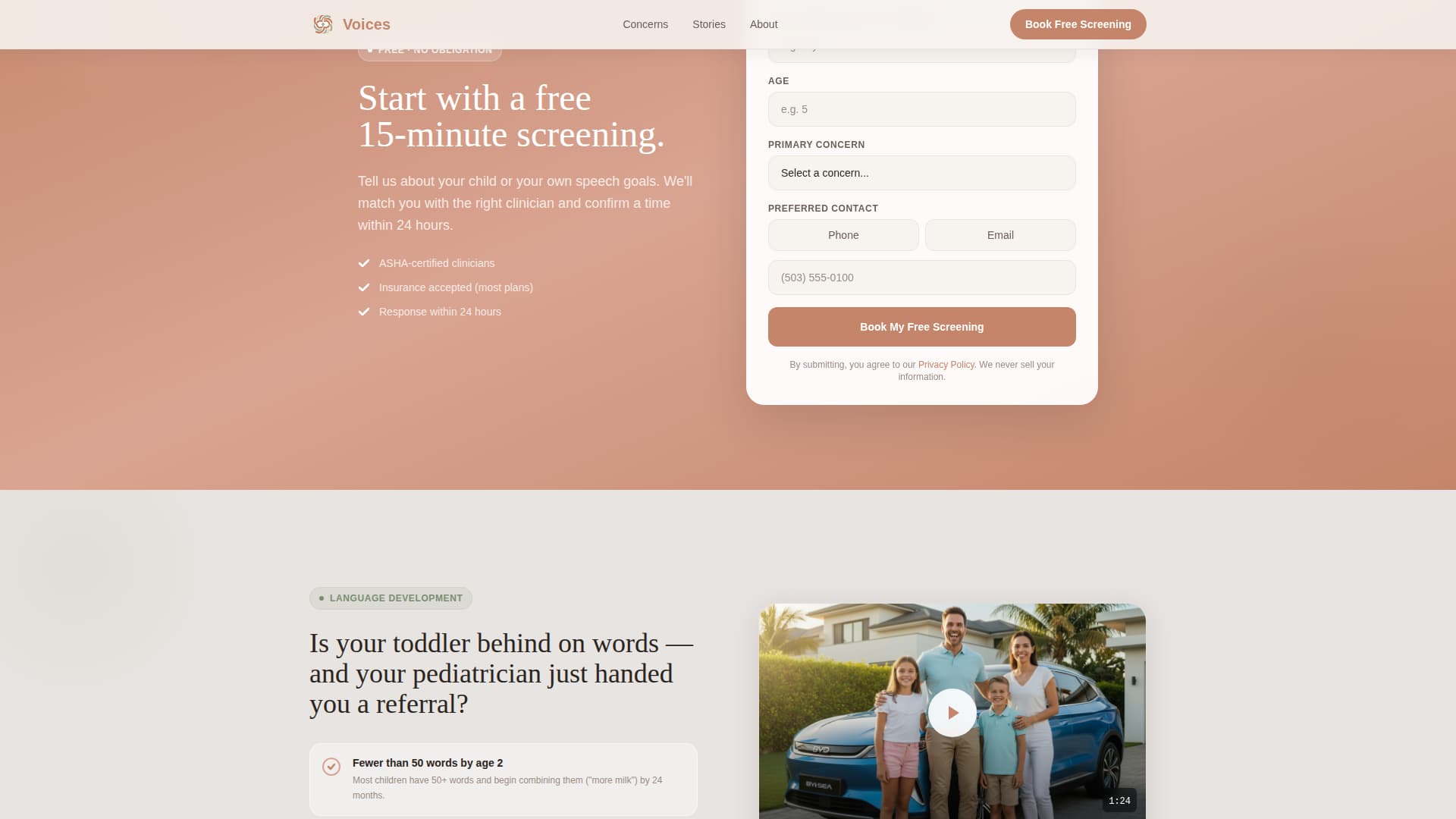 Voices - Trusted Speechpathologist Landing Page Template