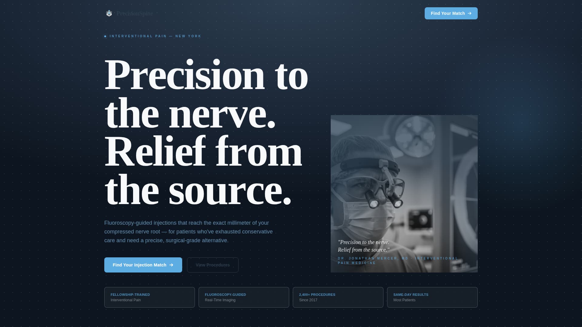 Spinerelief - Precision Painmanagement Landing Page Template