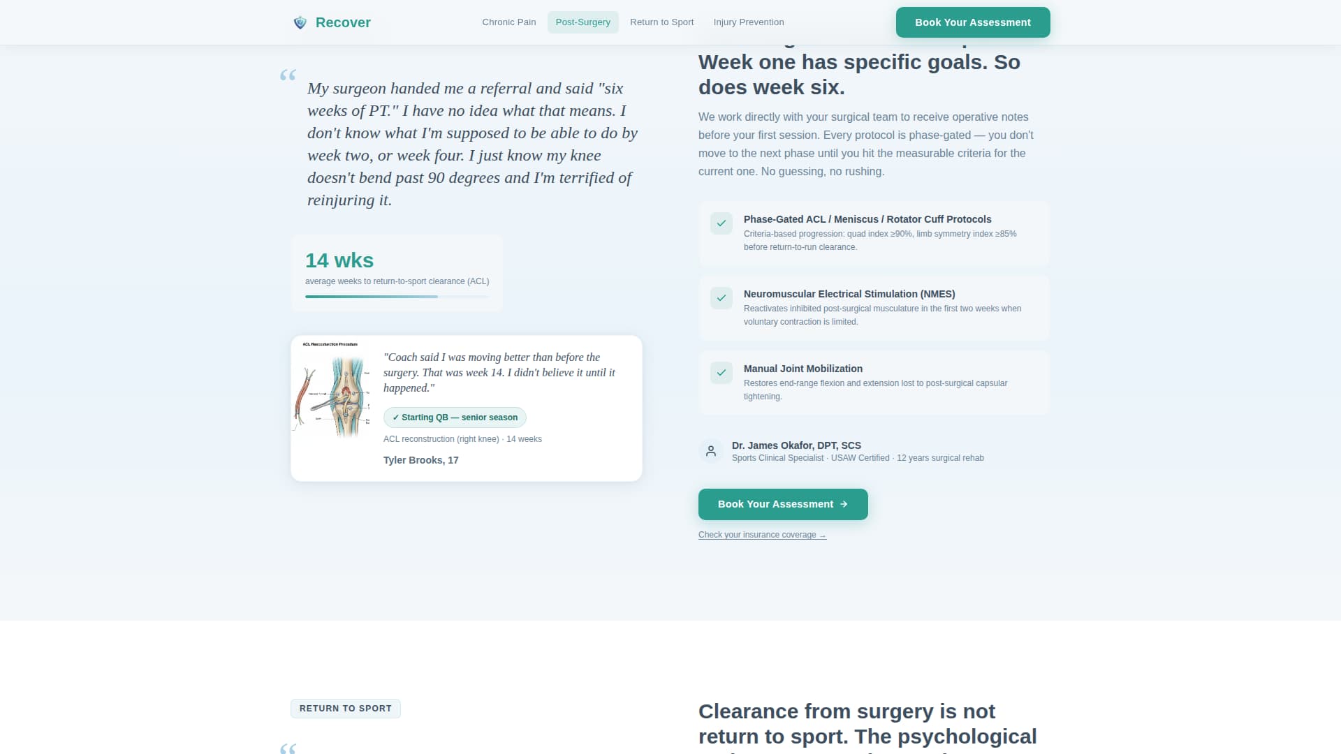 Recover - Trusted Sportsmedicine Landing Page Template