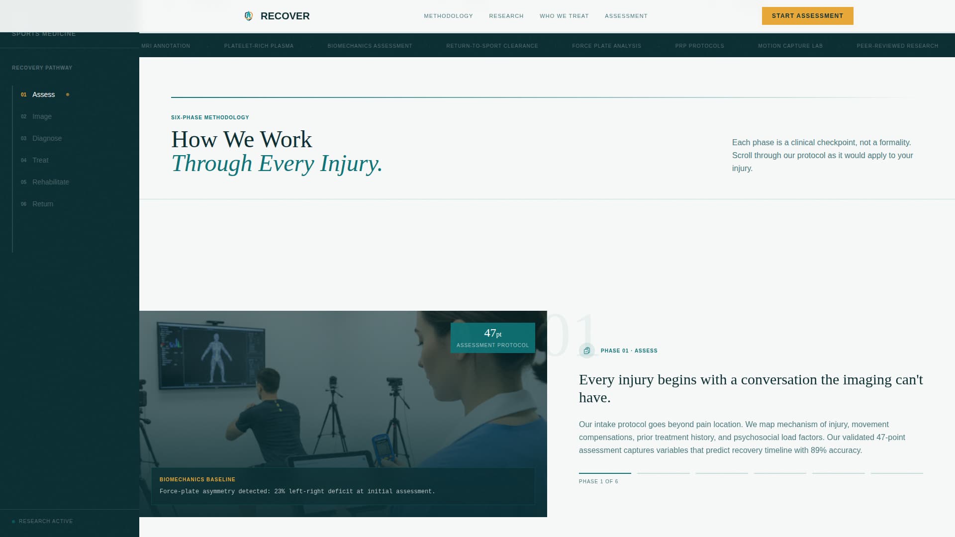 Recover - Precision Sportsmedicine Landing Page Template