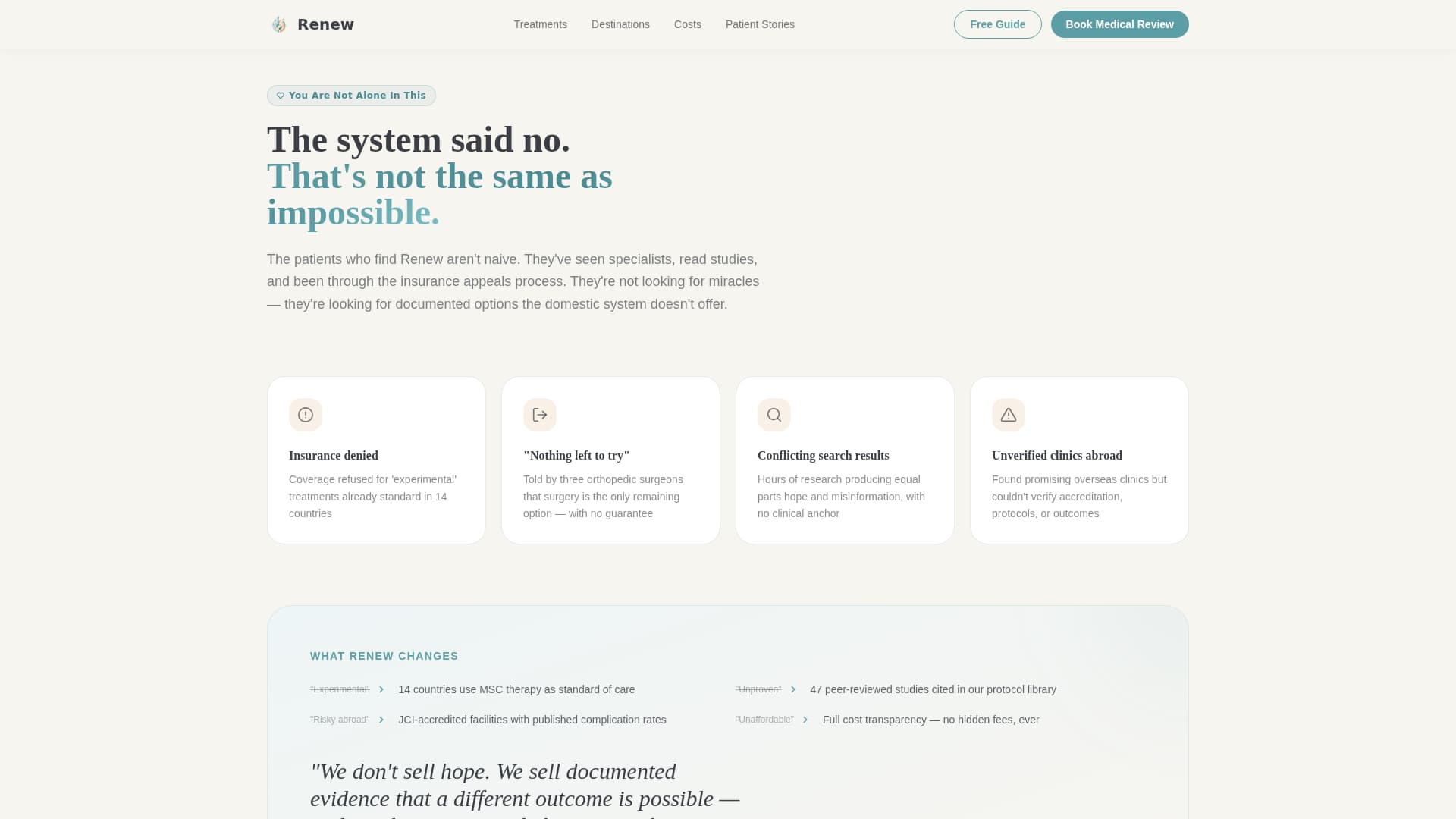 Renew - Transformative Medicaltourism Landing Page Template