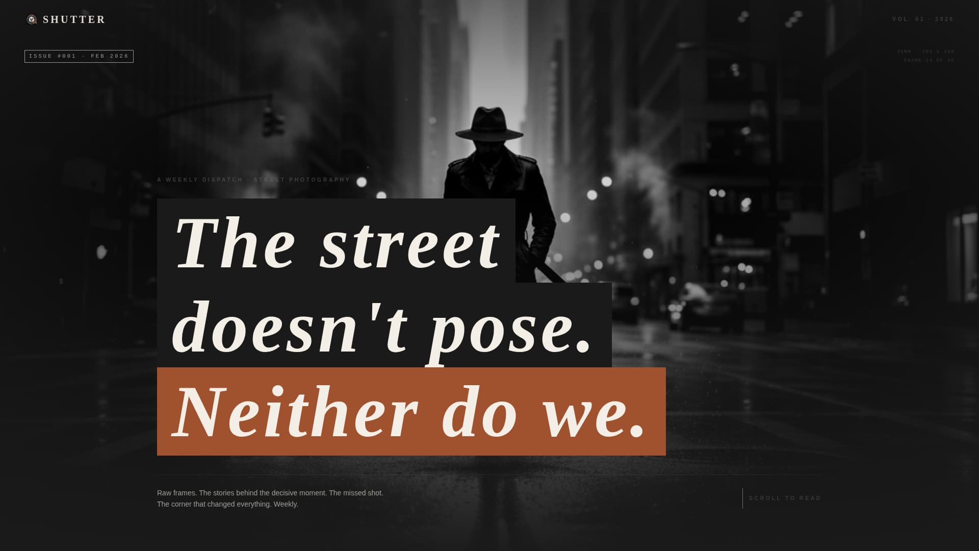 Shutter - Bold Streetphotography Landing Page Template