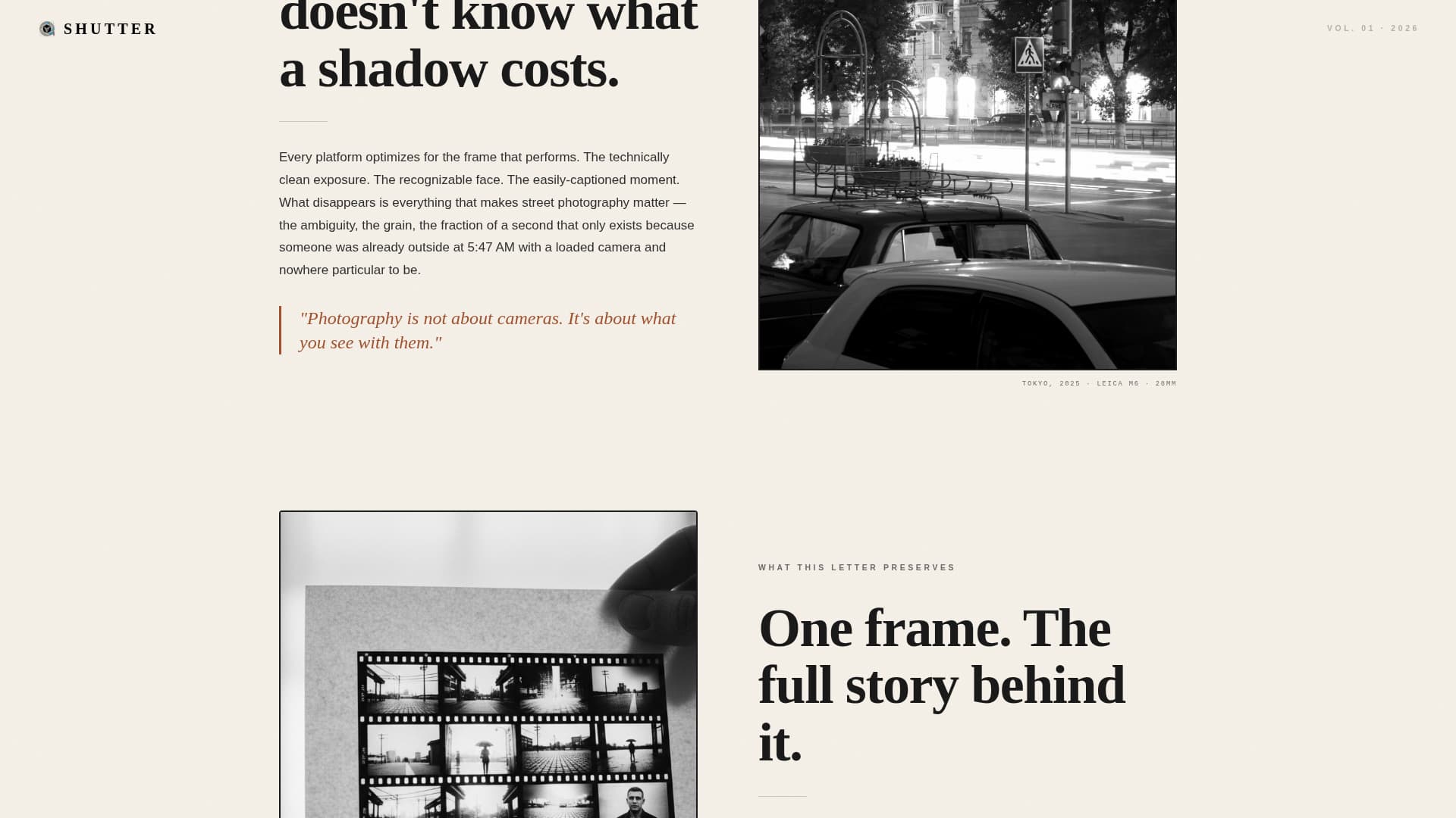 Shutter - Bold Streetphotography Landing Page Template