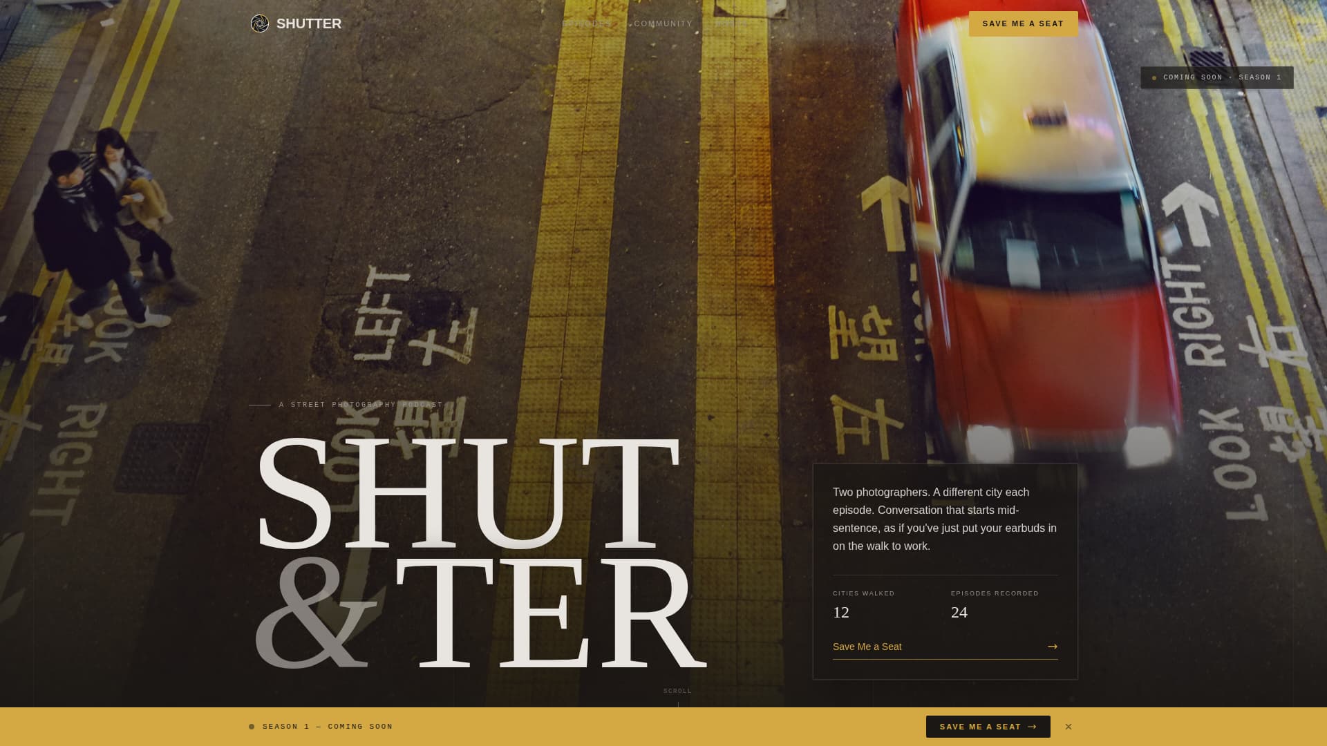 Shutter - Cinematic Streetphotography Landing Page Template