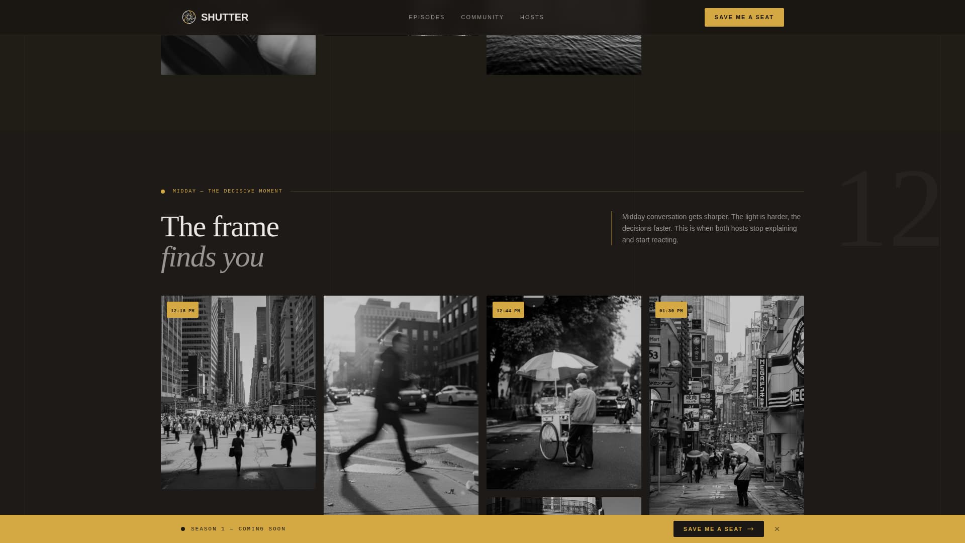 Shutter - Cinematic Streetphotography Landing Page Template