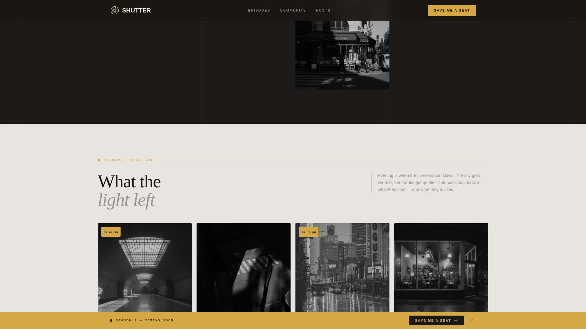 Shutter - Cinematic Streetphotography Landing Page Template