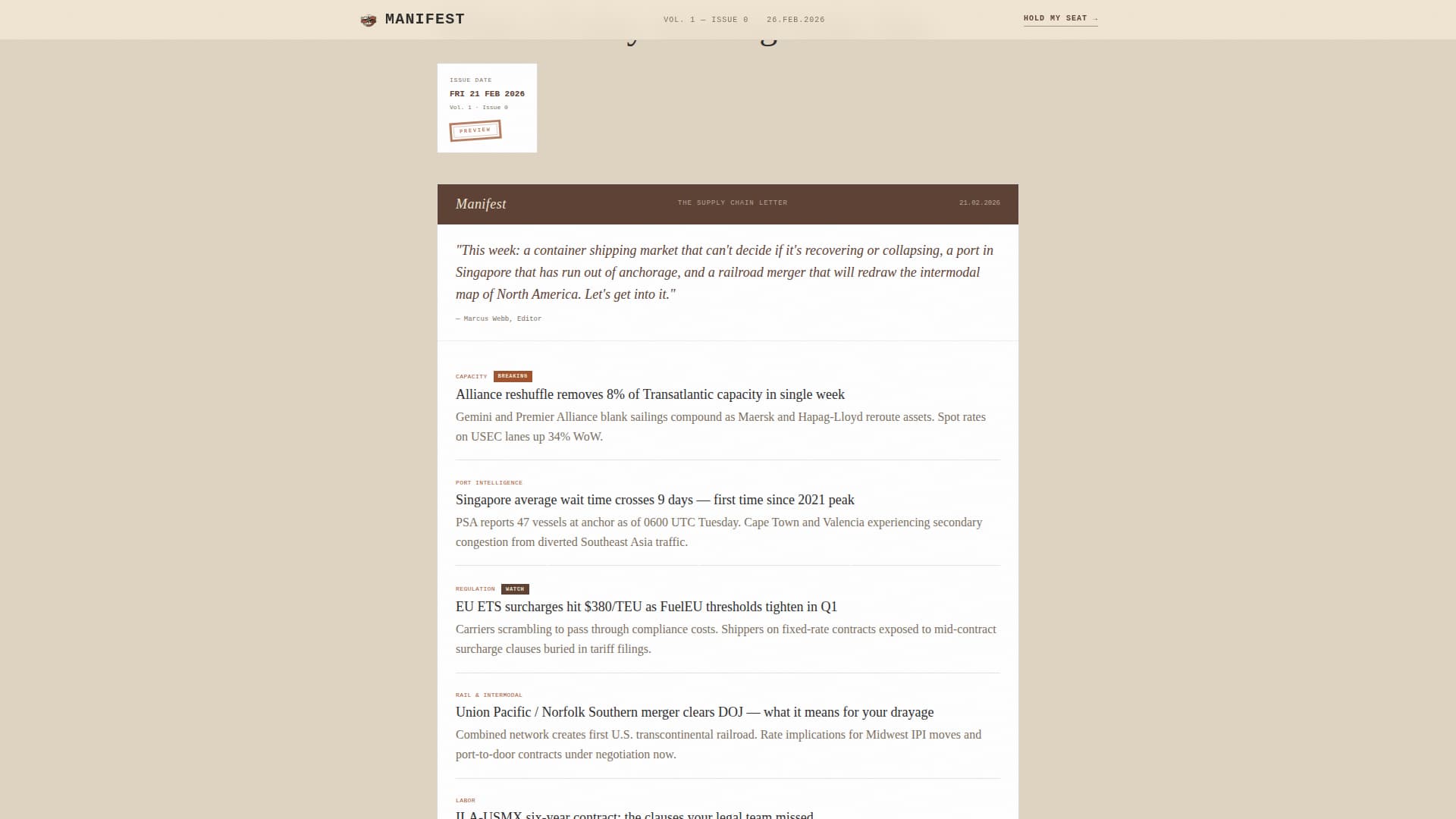 Supply Chain & Logistics Newsletter Specialist Pre-Launch Website Template