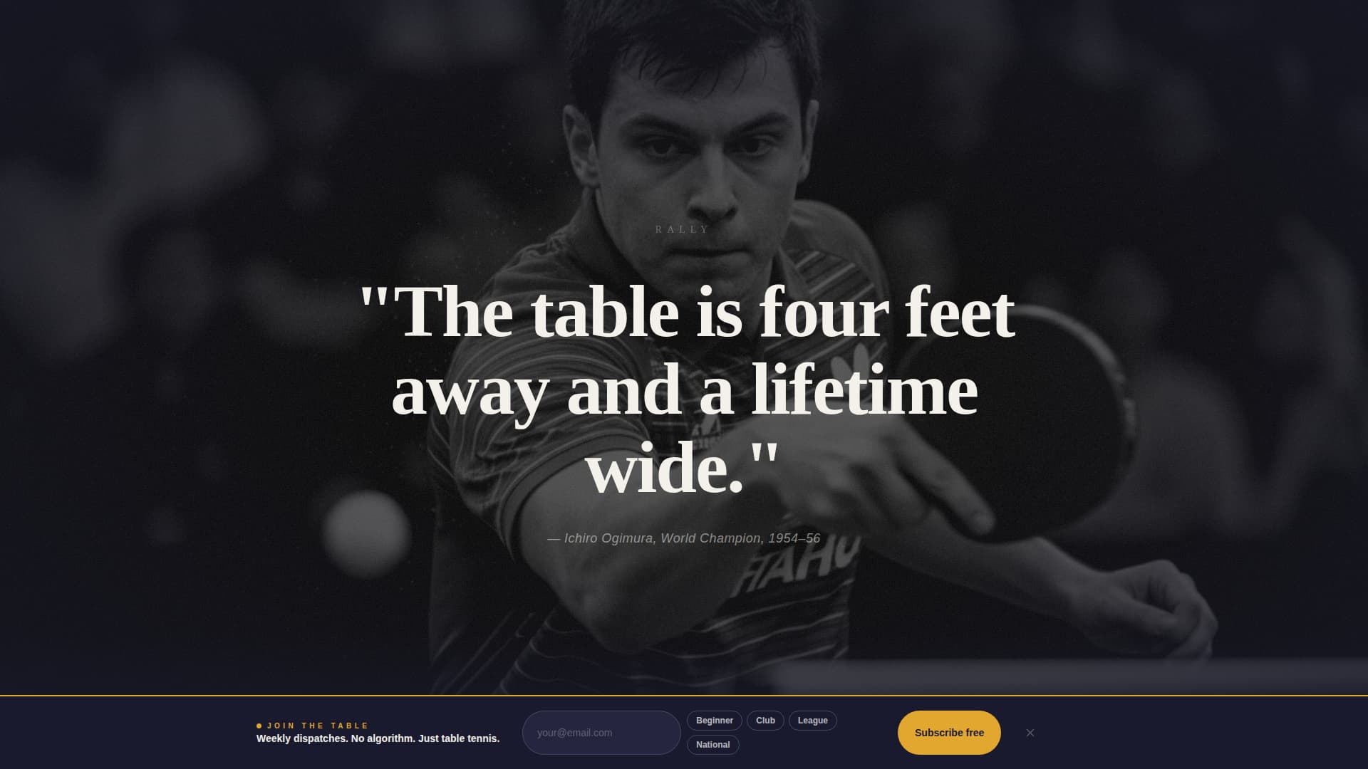 Rally - Heritage Tabletennis Landing Page Template