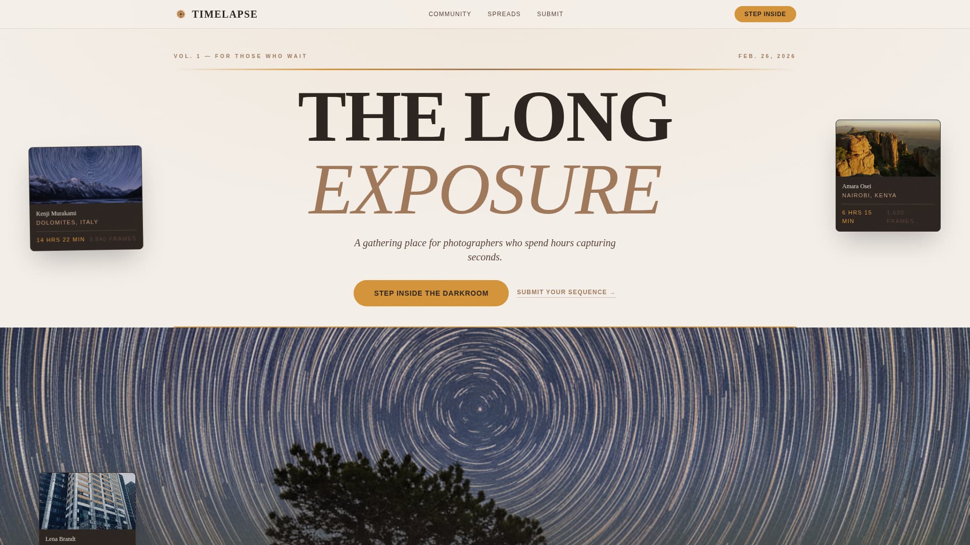 Timelapse - Stunning Photography Landing Page Template