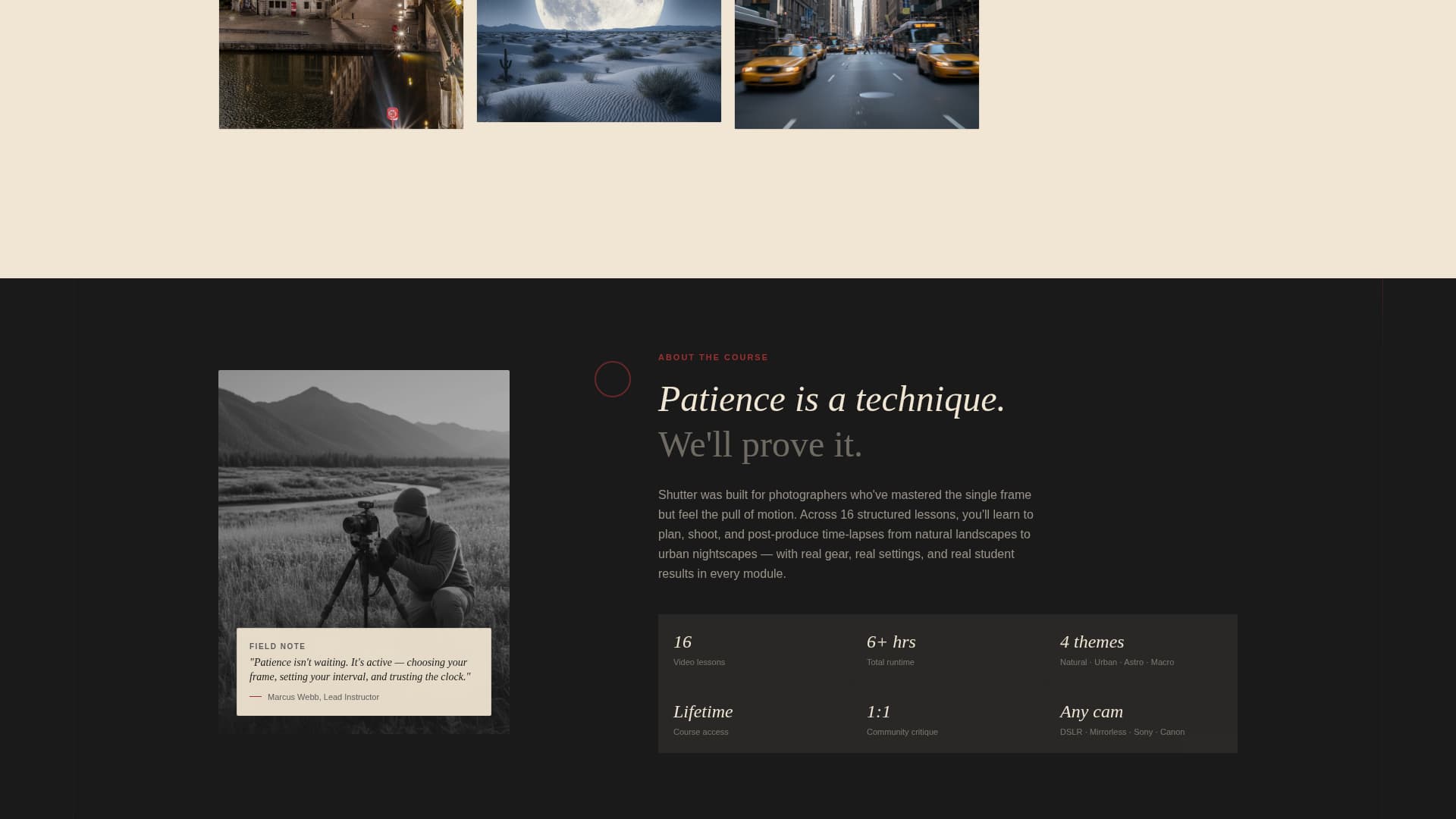 Shutter - Cinematic Photography Landing Page Template