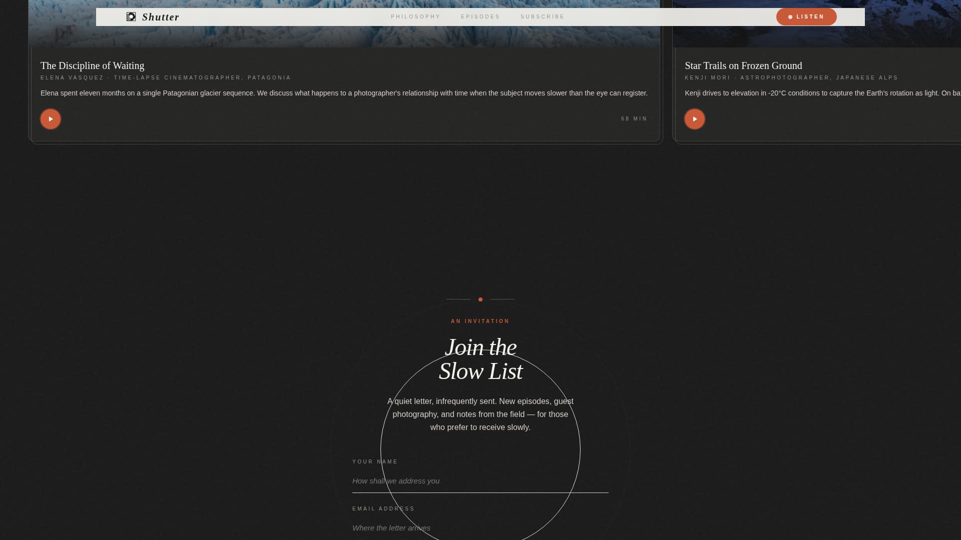 Time-Lapse Photography Content Specialist Blog Website Template