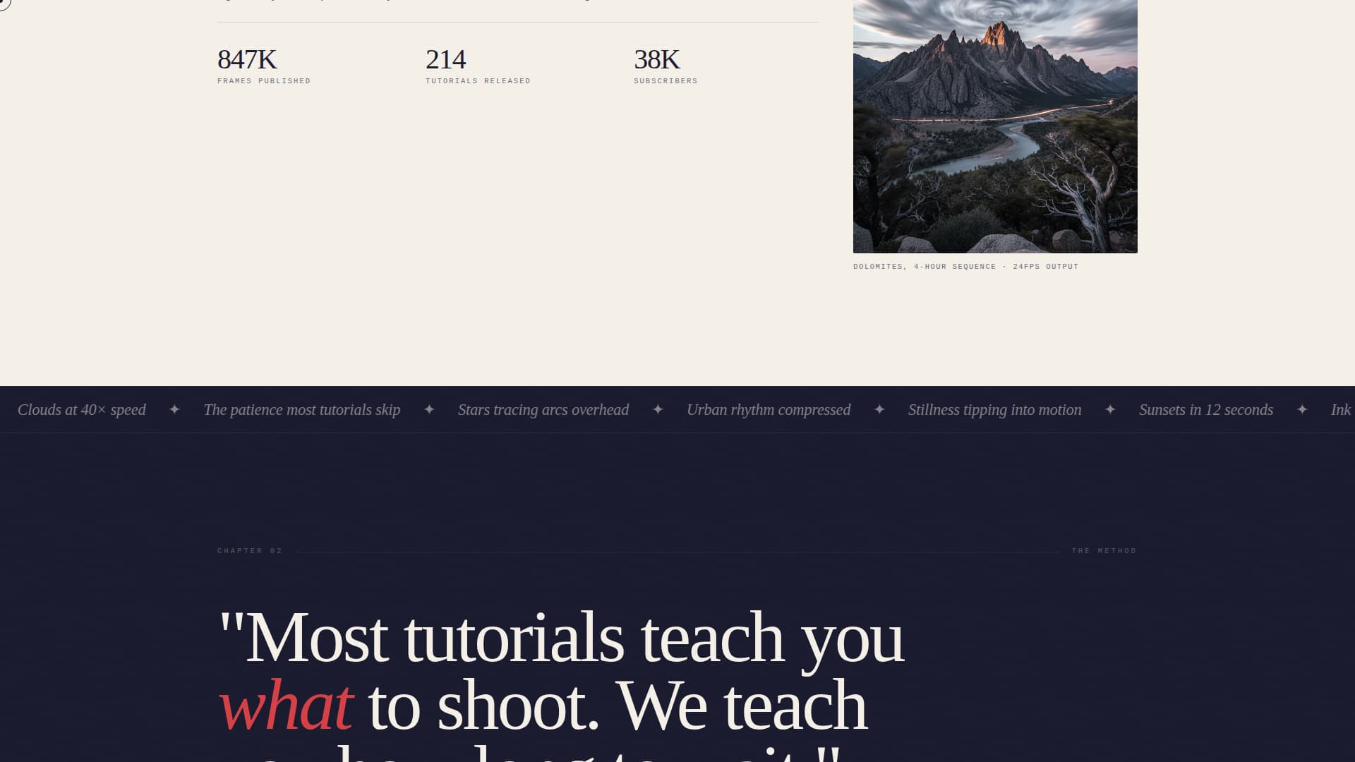Lapse - Cinematic Timelapse Landing Page Template
