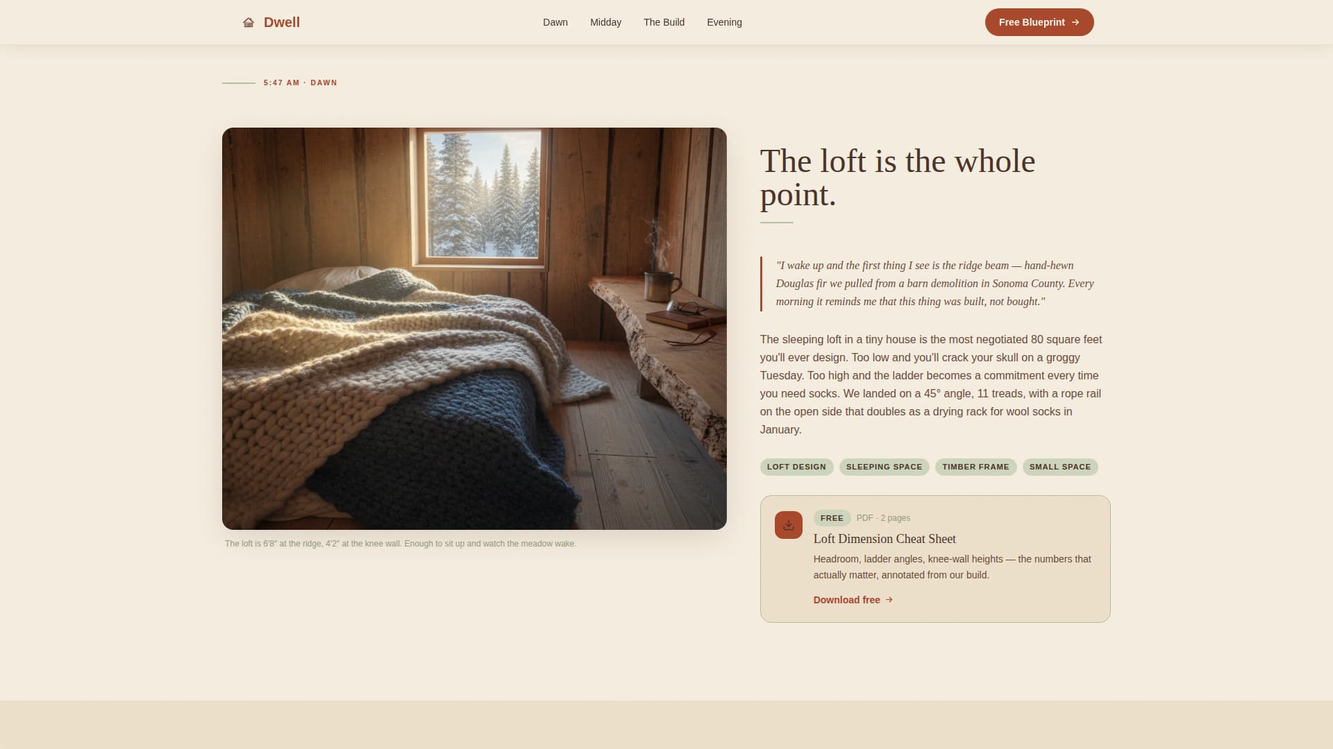 Dwell - Artisan Tinyhouse Landing Page Template