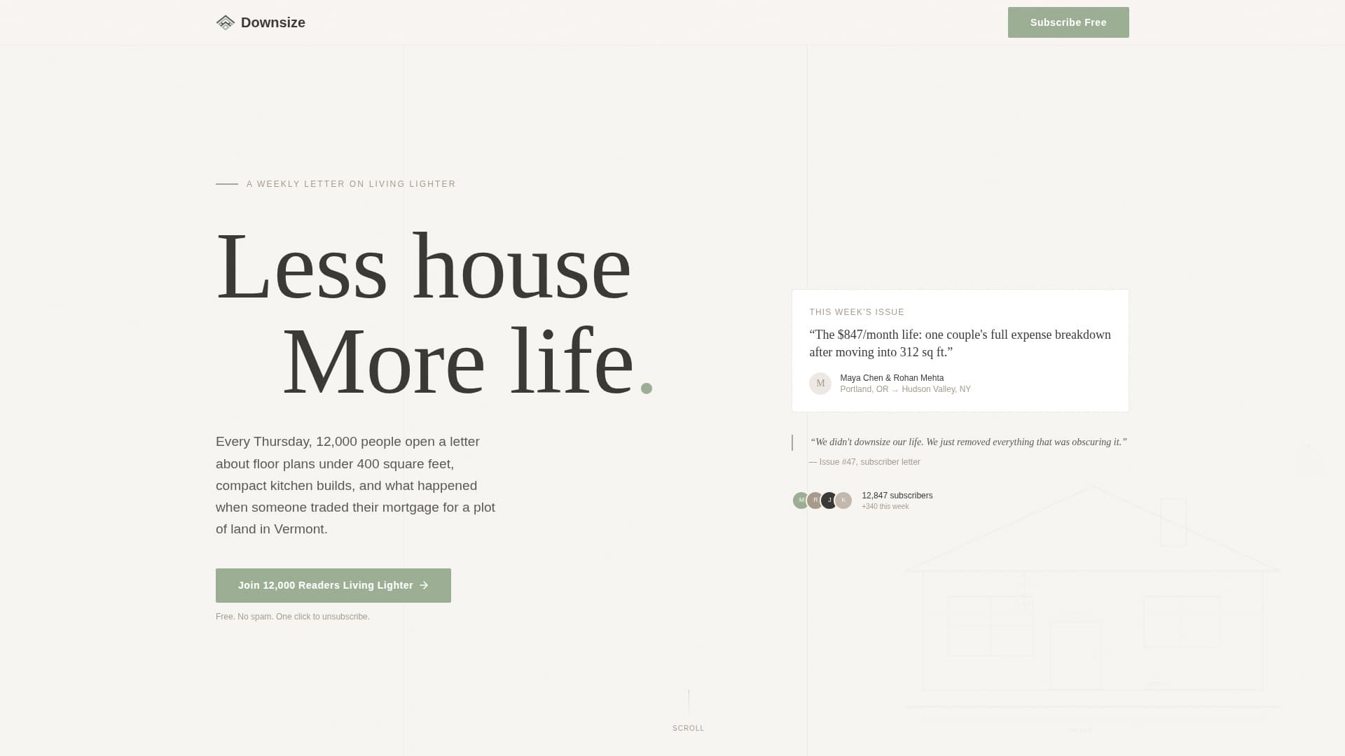 Downsize - Minimal Living Landing Page Template