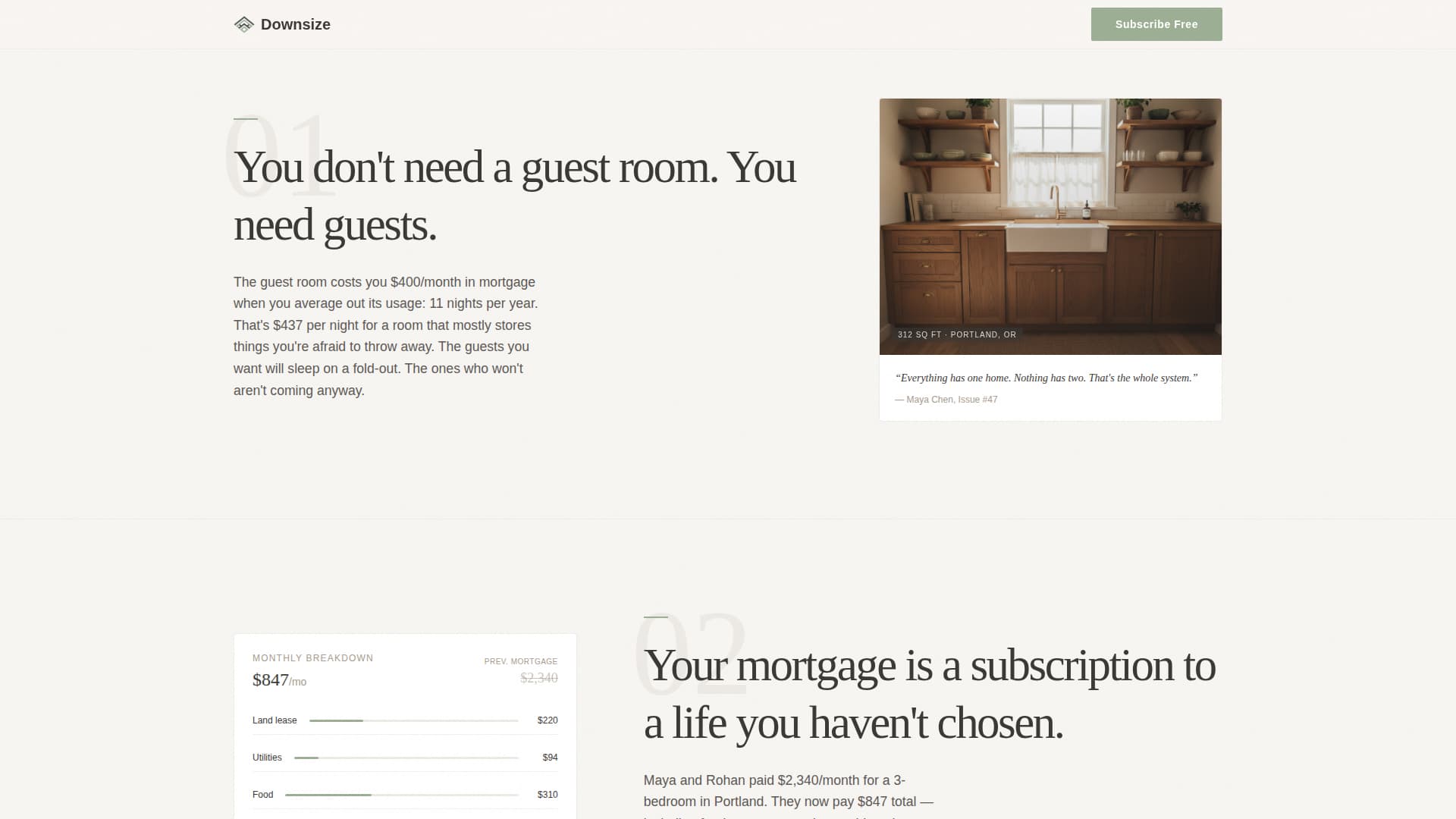 Downsize - Minimal Living Landing Page Template