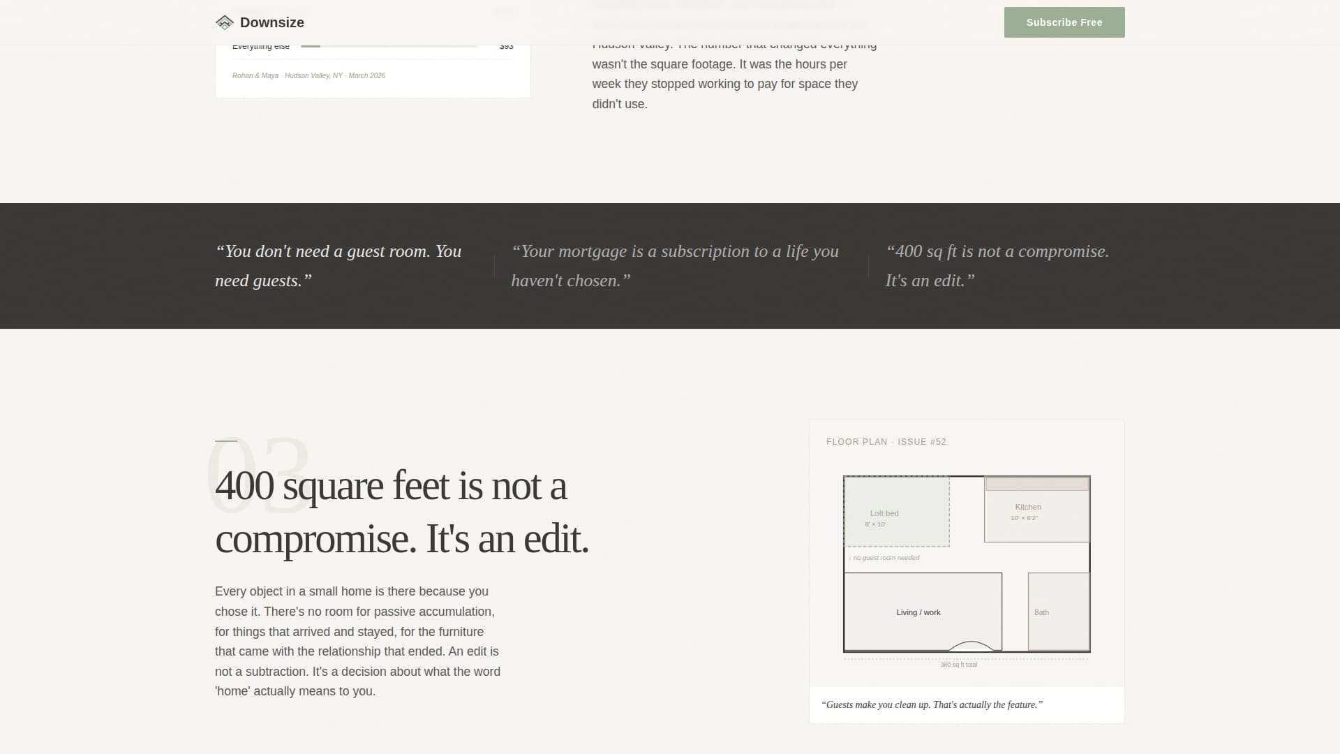 Downsize - Minimal Living Landing Page Template